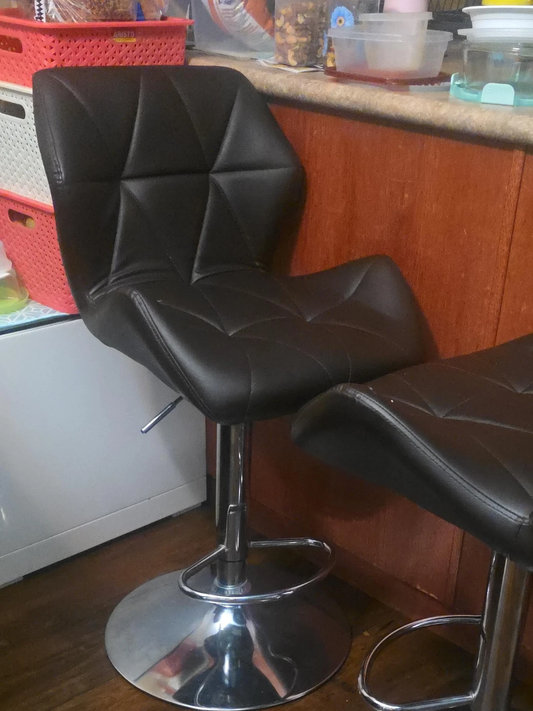 2 Brown Faux Leather Bar Stool