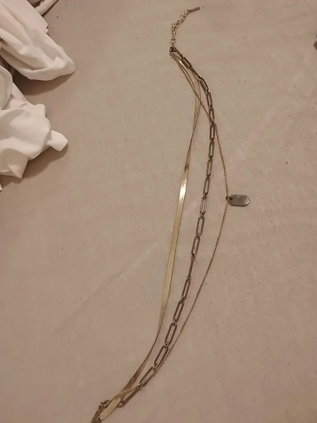 Layered Chain Necklace with Tag