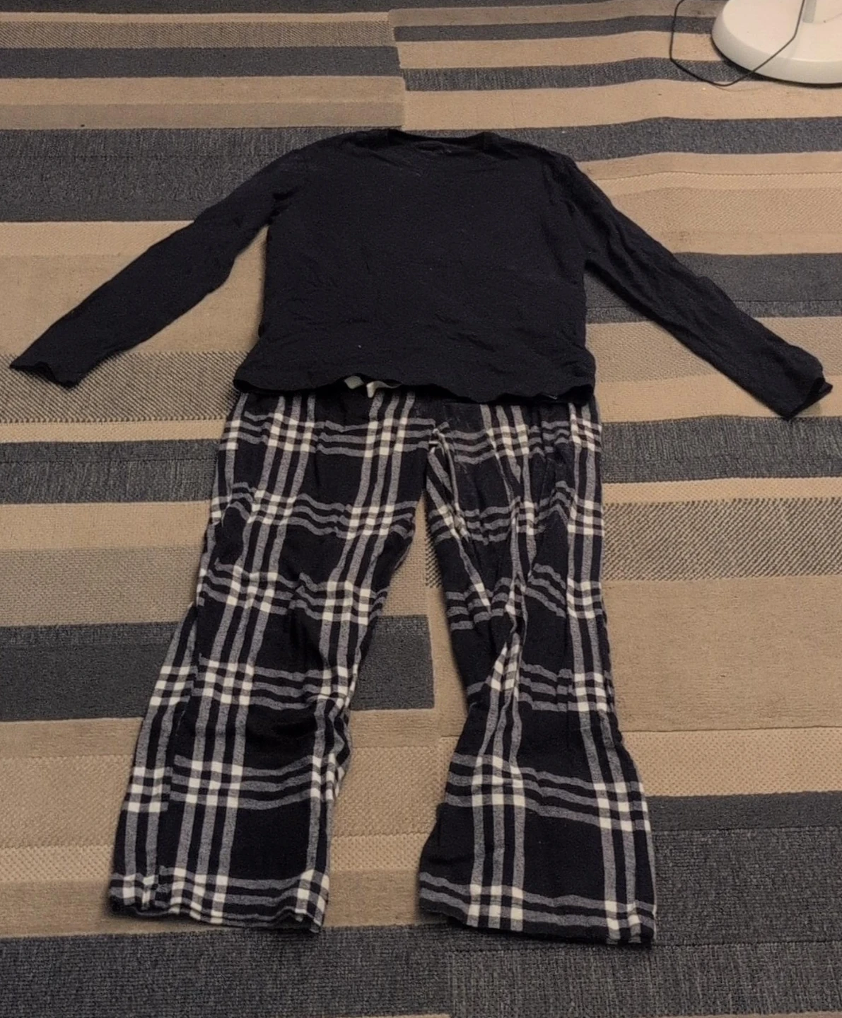Navy and White Plaid Pajama Set