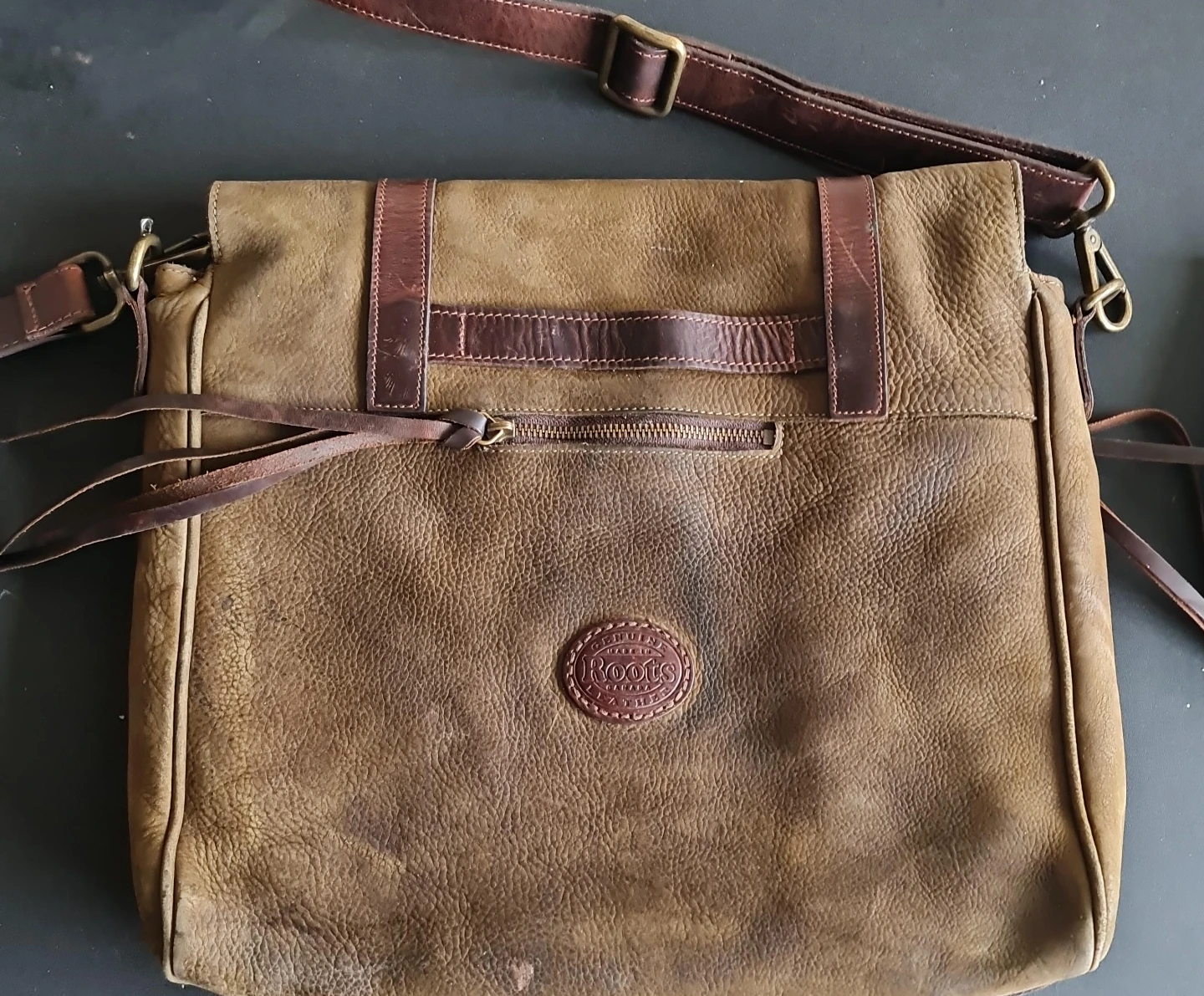 Roots Leather Messenger Bag