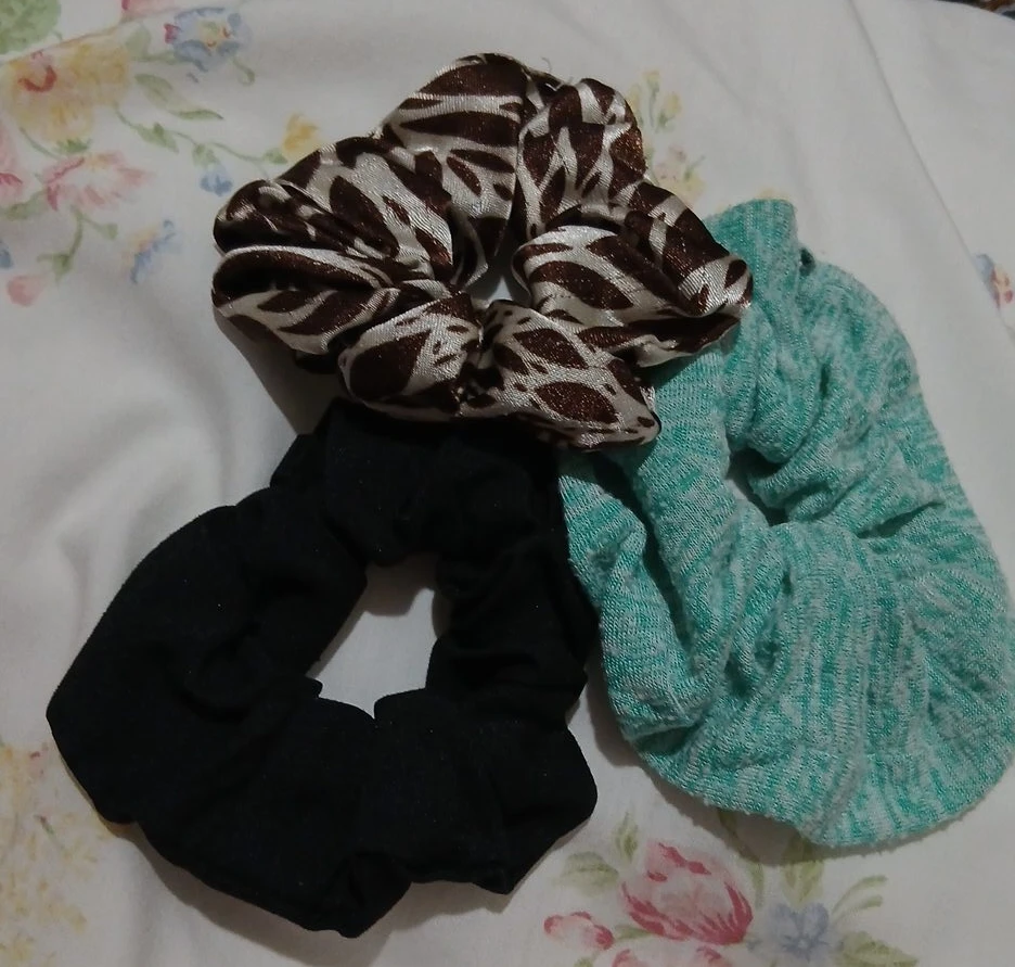 Set of 3 Scrunchies - Brown Zebra, Black, and Teal