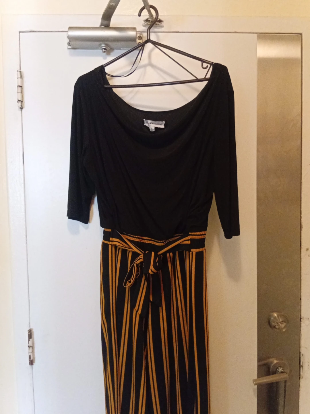 Emma & Michele Black & Gold Striped Jumpsuit - XL
