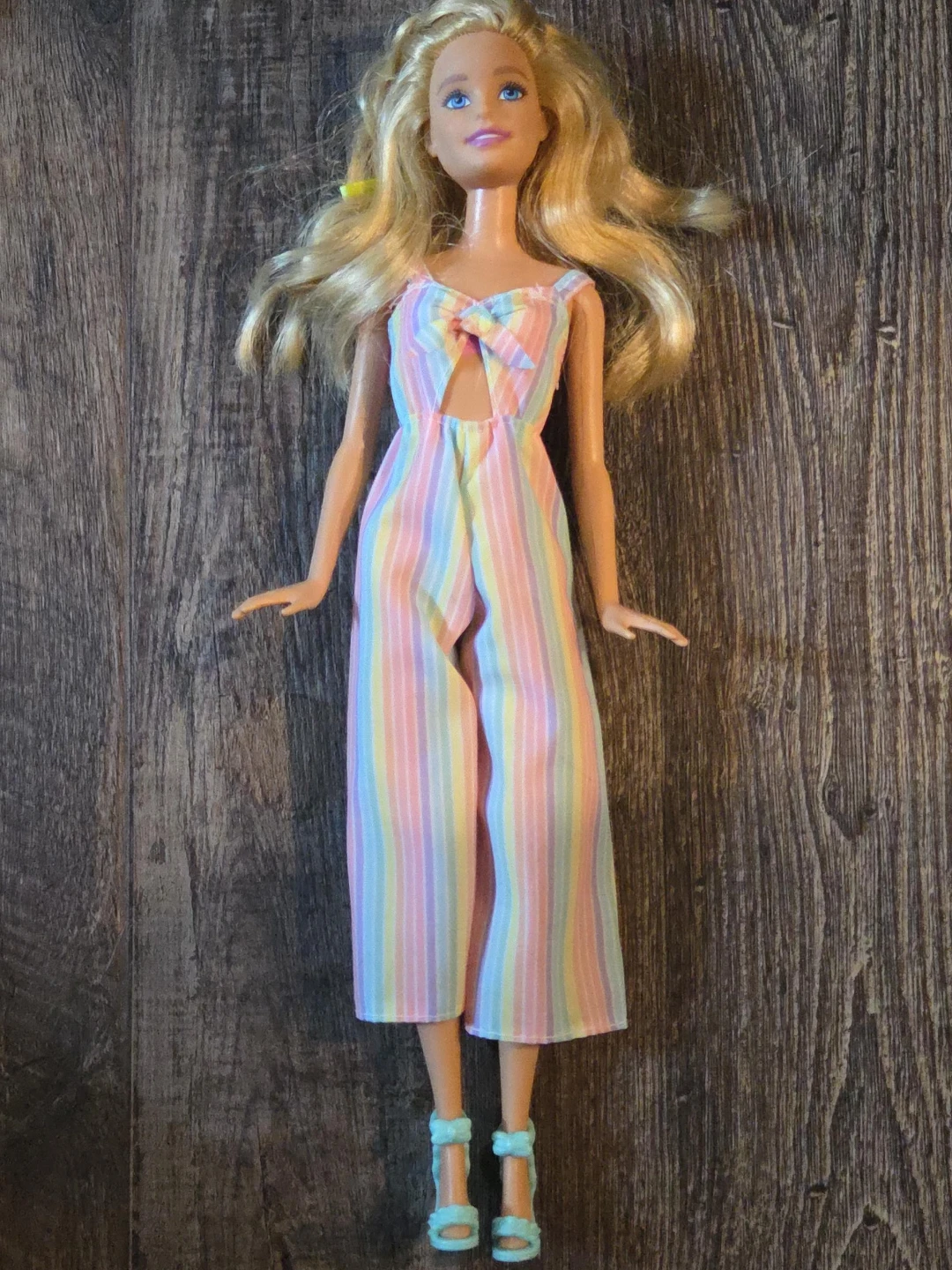 Barbie Doll in Rainbow Striped Jumpsuit