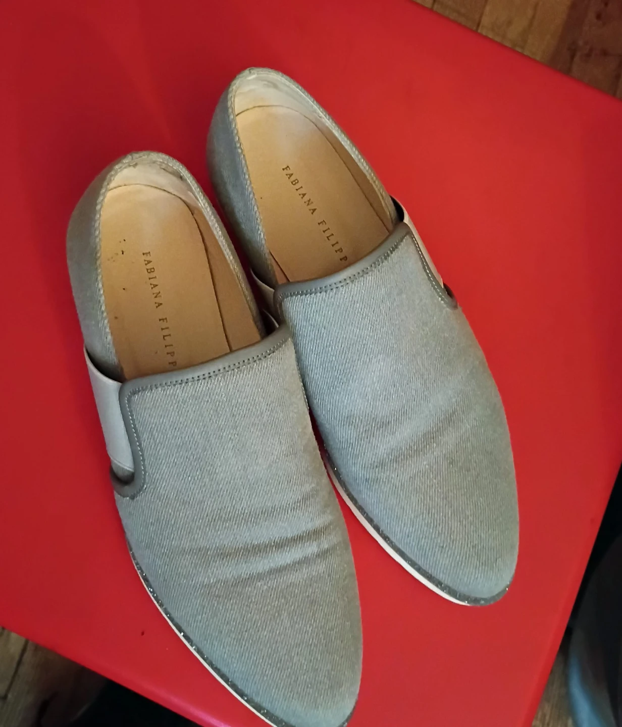 Fabiana Filippi Women's Slip-On Loafers Gray Denim Size 38