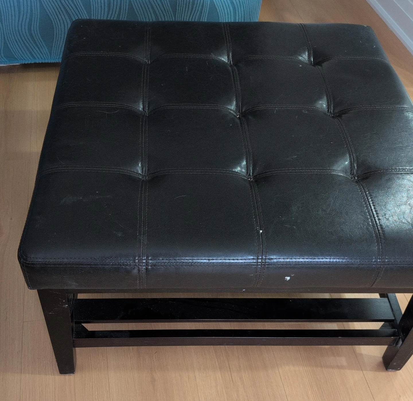 Black Tufted Storage Ottoman Bench
