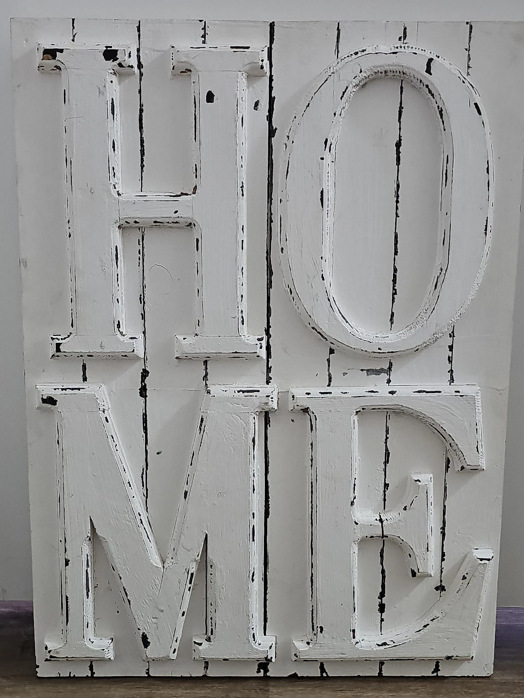 White "HOME" Wooden Sign