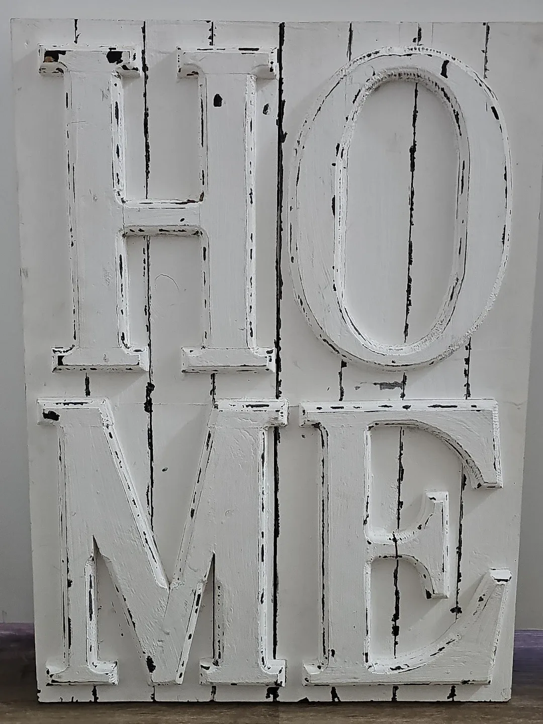 White "HOME" Wooden Sign