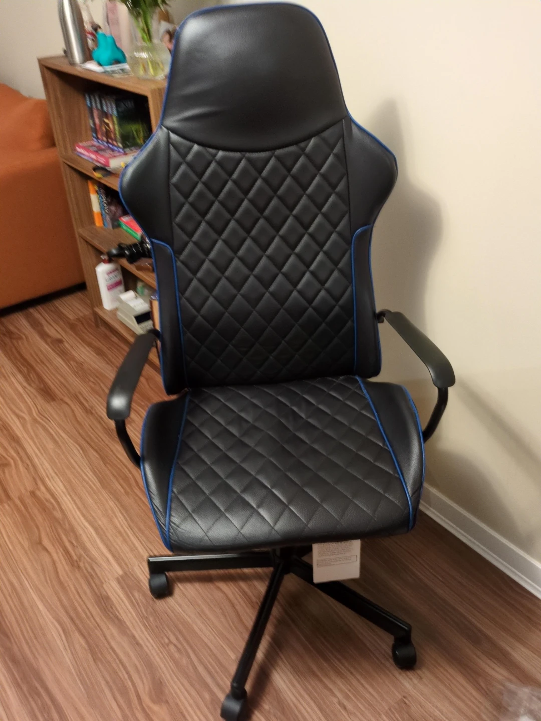 Black Gaming Chair with Blue Trim