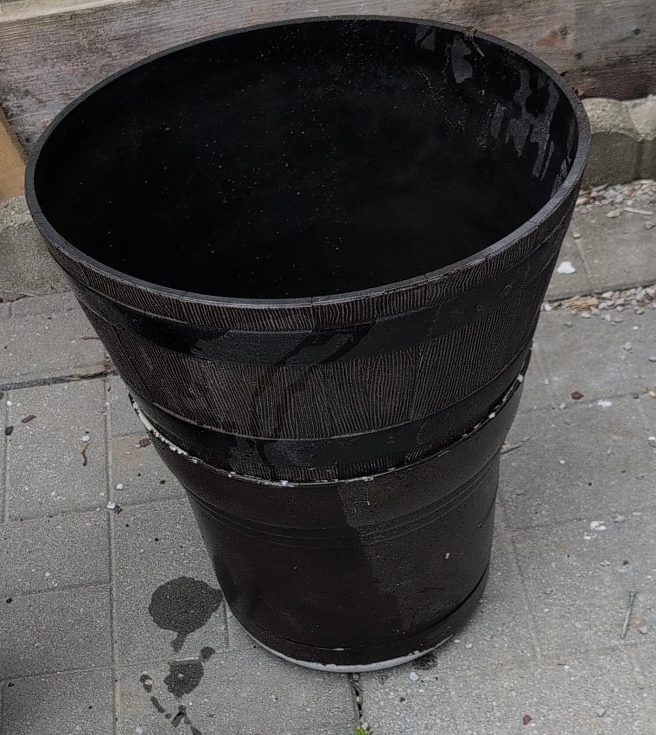 Black Barrel Planter