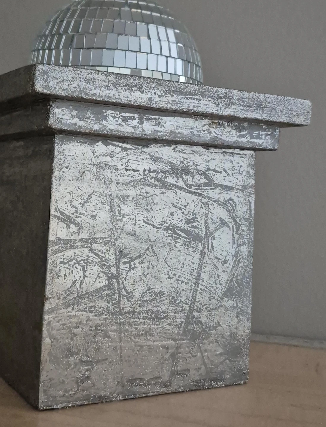 Silver Pillar with Mirror Disco Ball
