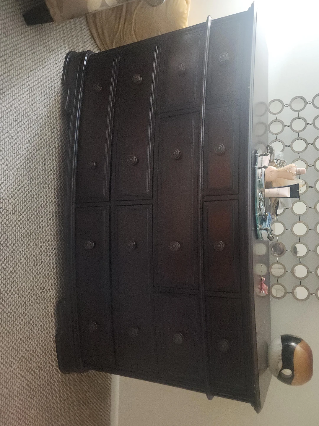 Dark Wood Dresser with 10 Drawers