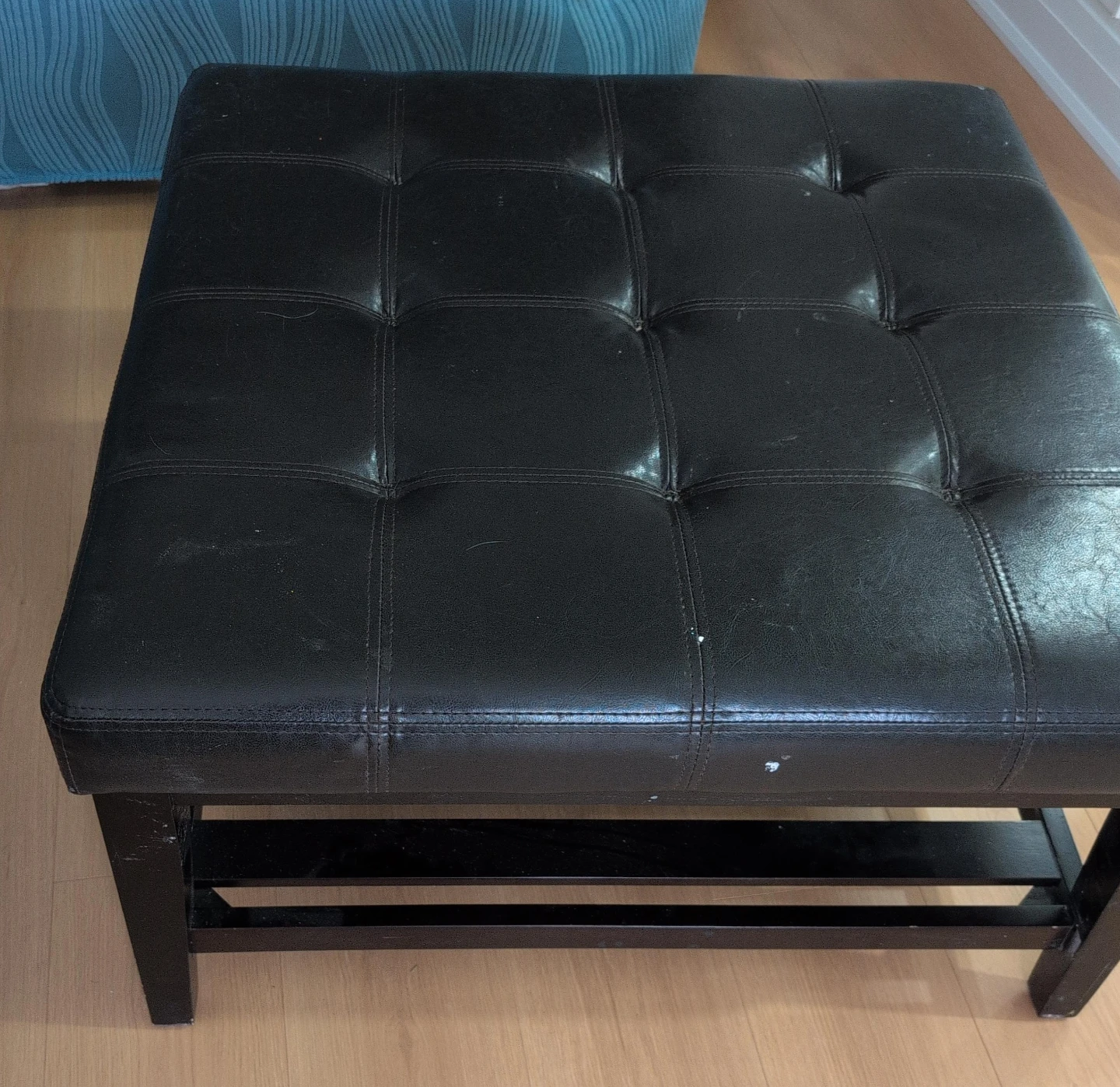 Black Faux Leather Storage Ottoman Bench pick up as