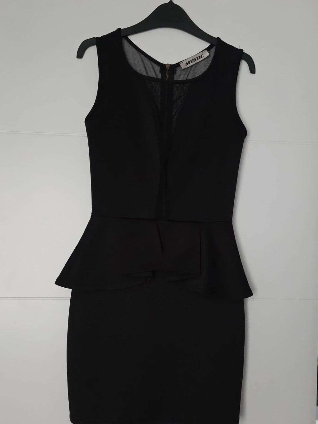 MYSTIC Black Peplum Dress with Mesh Detail