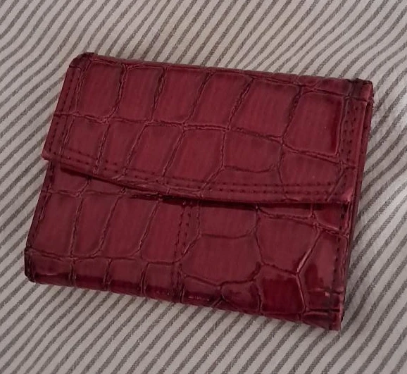 Red Croc-Embossed Tri-Fold Wallet