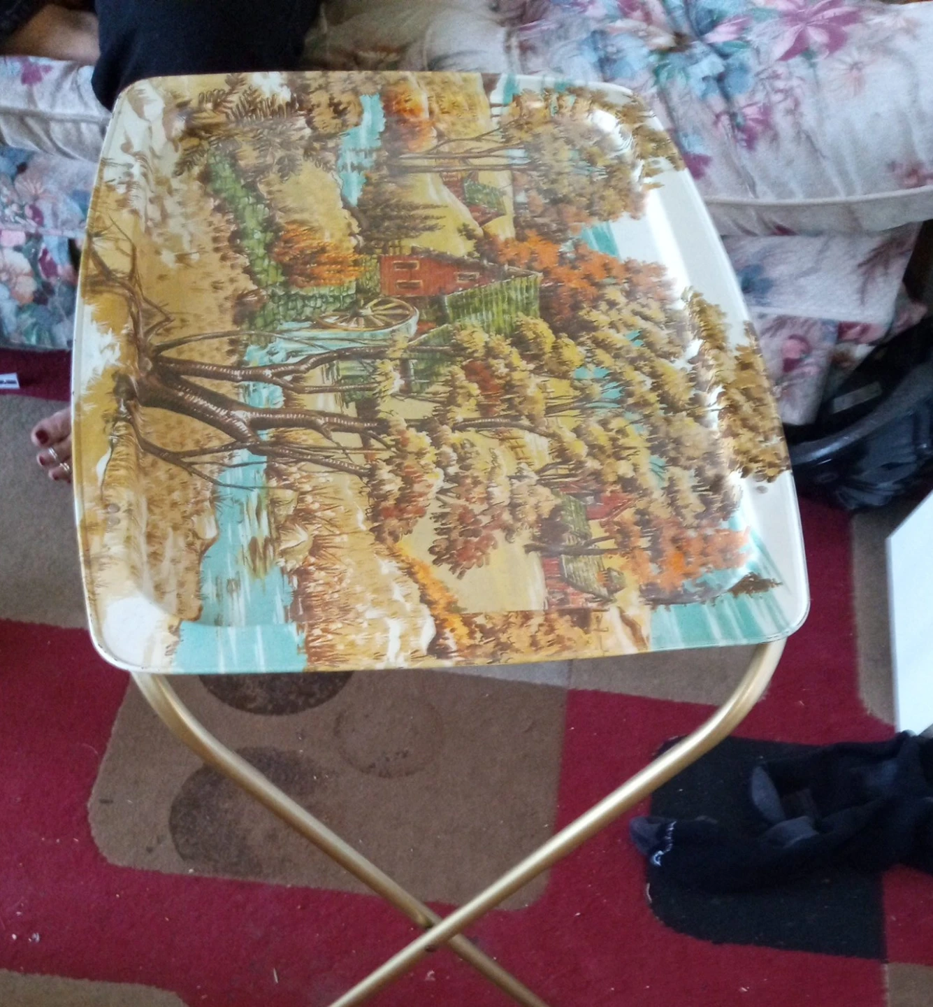 Vintage TV Tray with Farm Scene