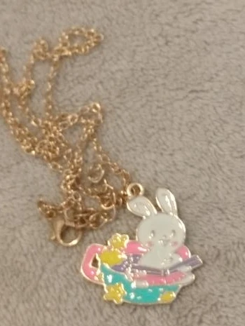 Cute Bunny in a Teacup Pendant Necklace