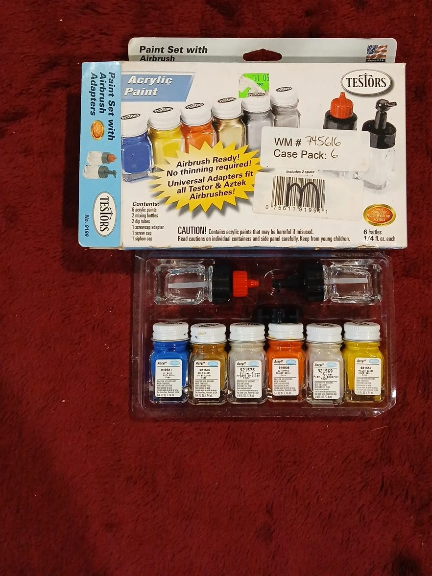 Testors Acrylic Paint Set with Airbrush Adapters