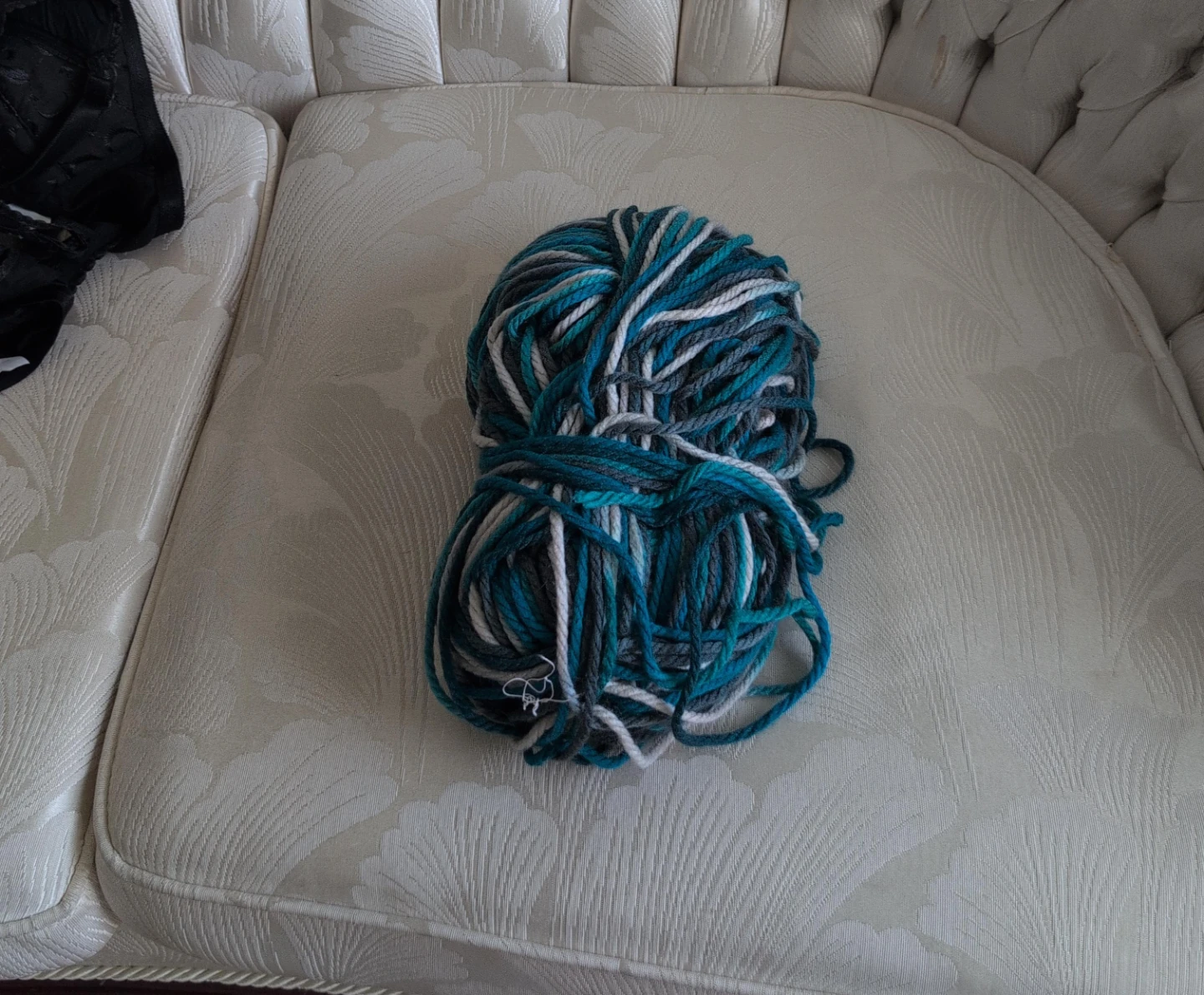 Yarn Ball - Teal, Grey & White