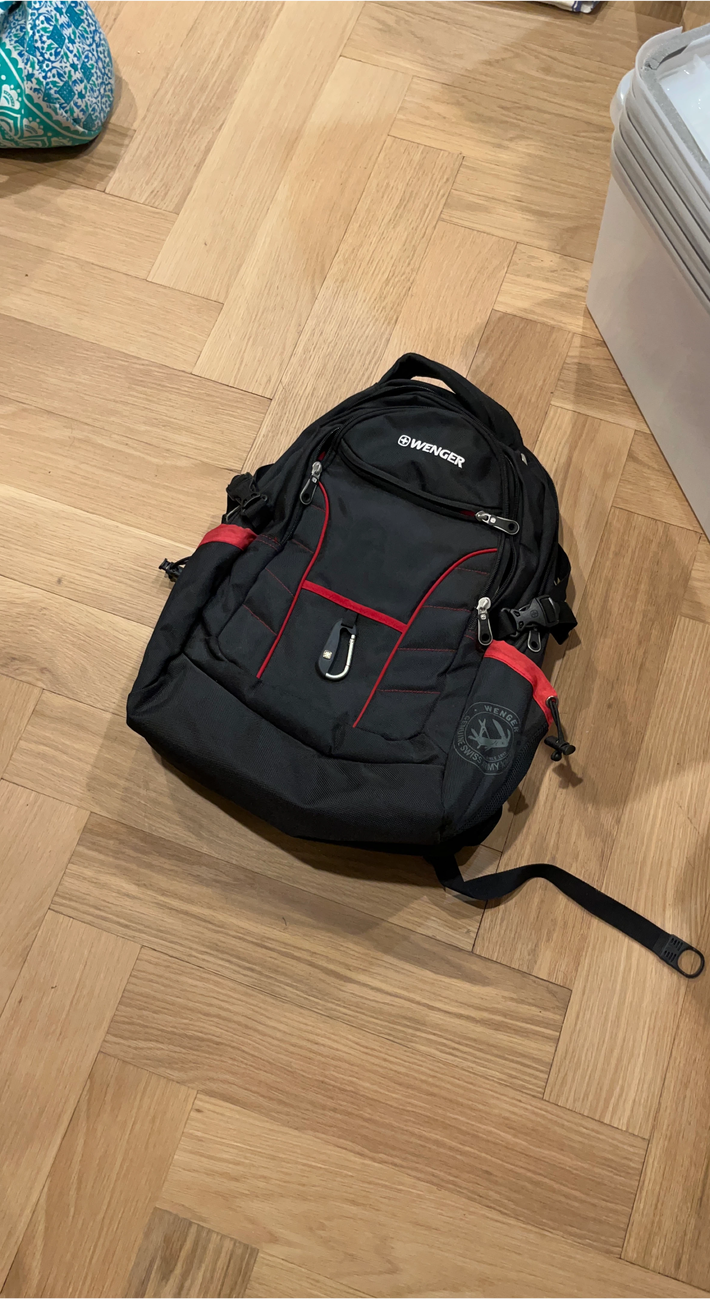 Wenger Black Backpack with Red Accents