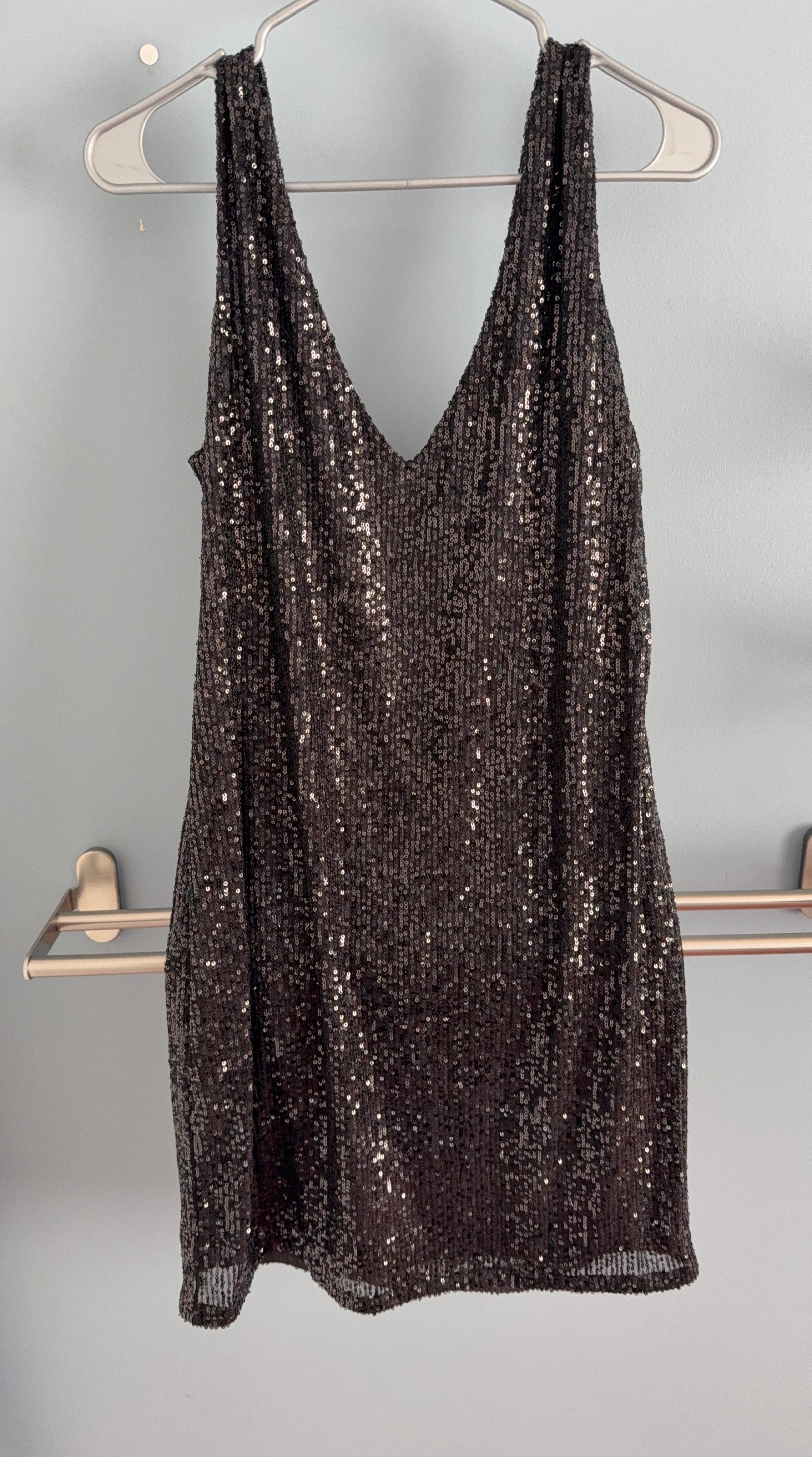 Sparkly Sequin V-Neck Mini Dress