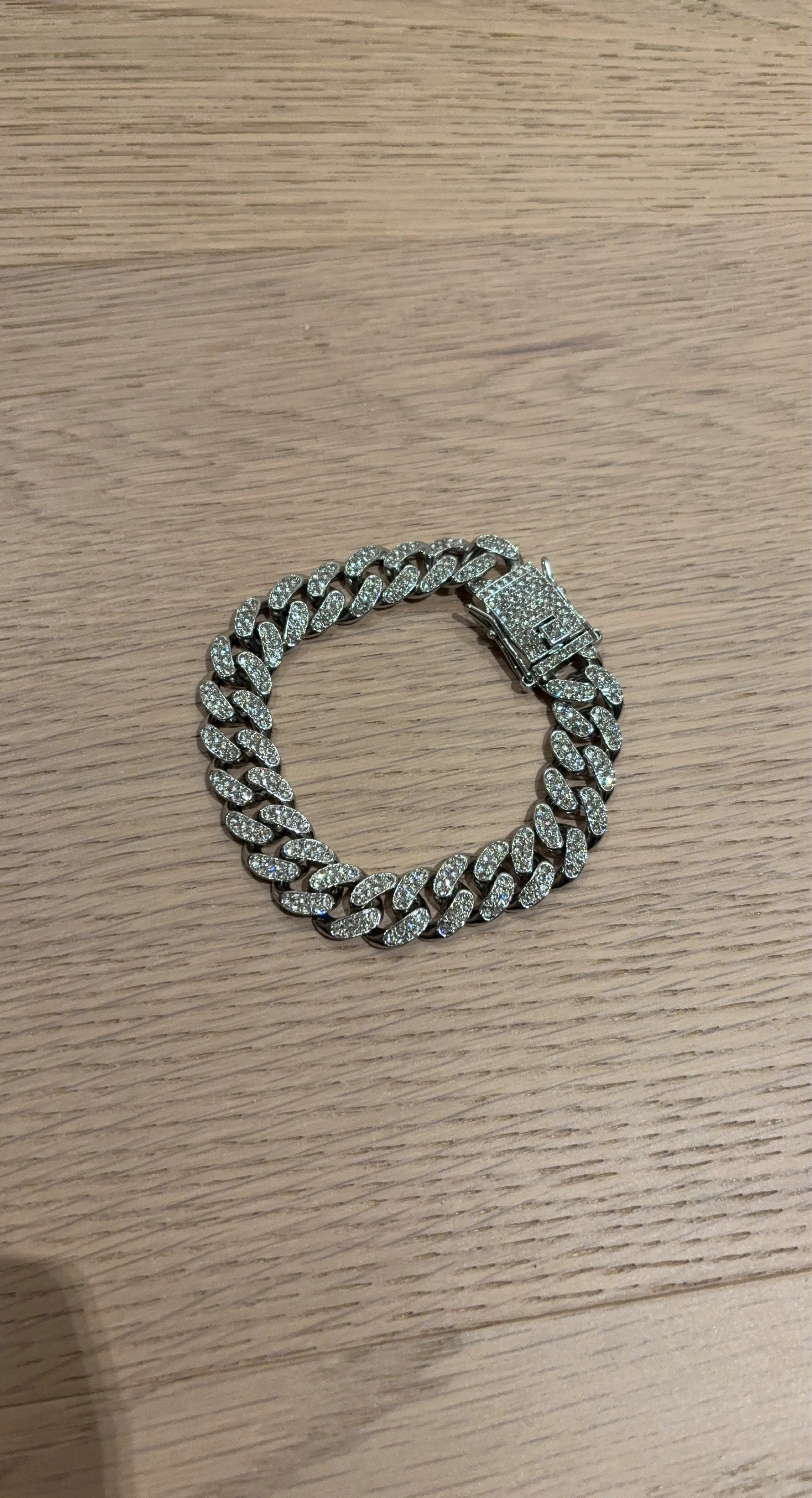 Cuban Link Bracelet with Moissanite Stones - photo 2