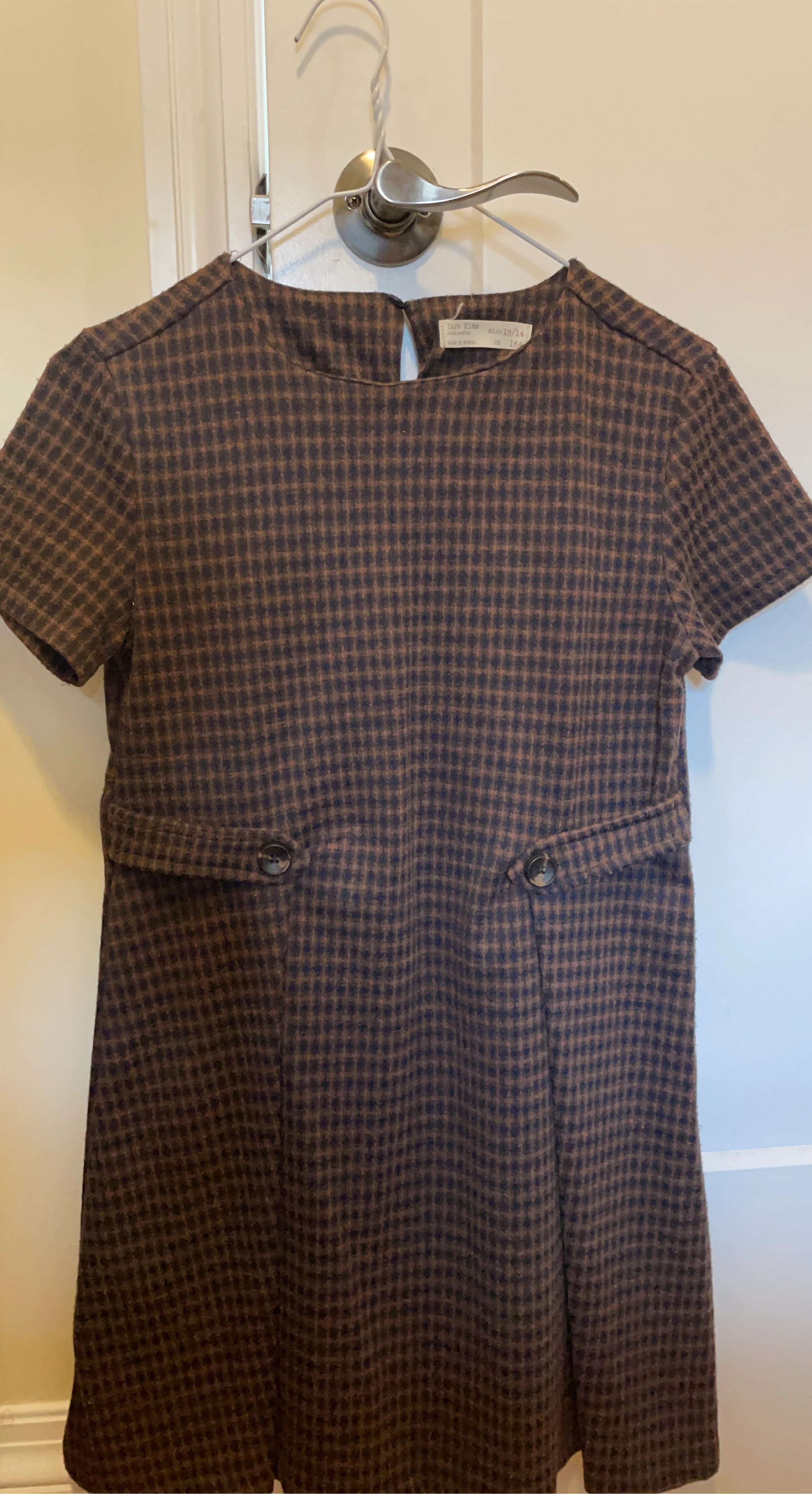 Zara Kids Brown Plaid Dress Size 13/14