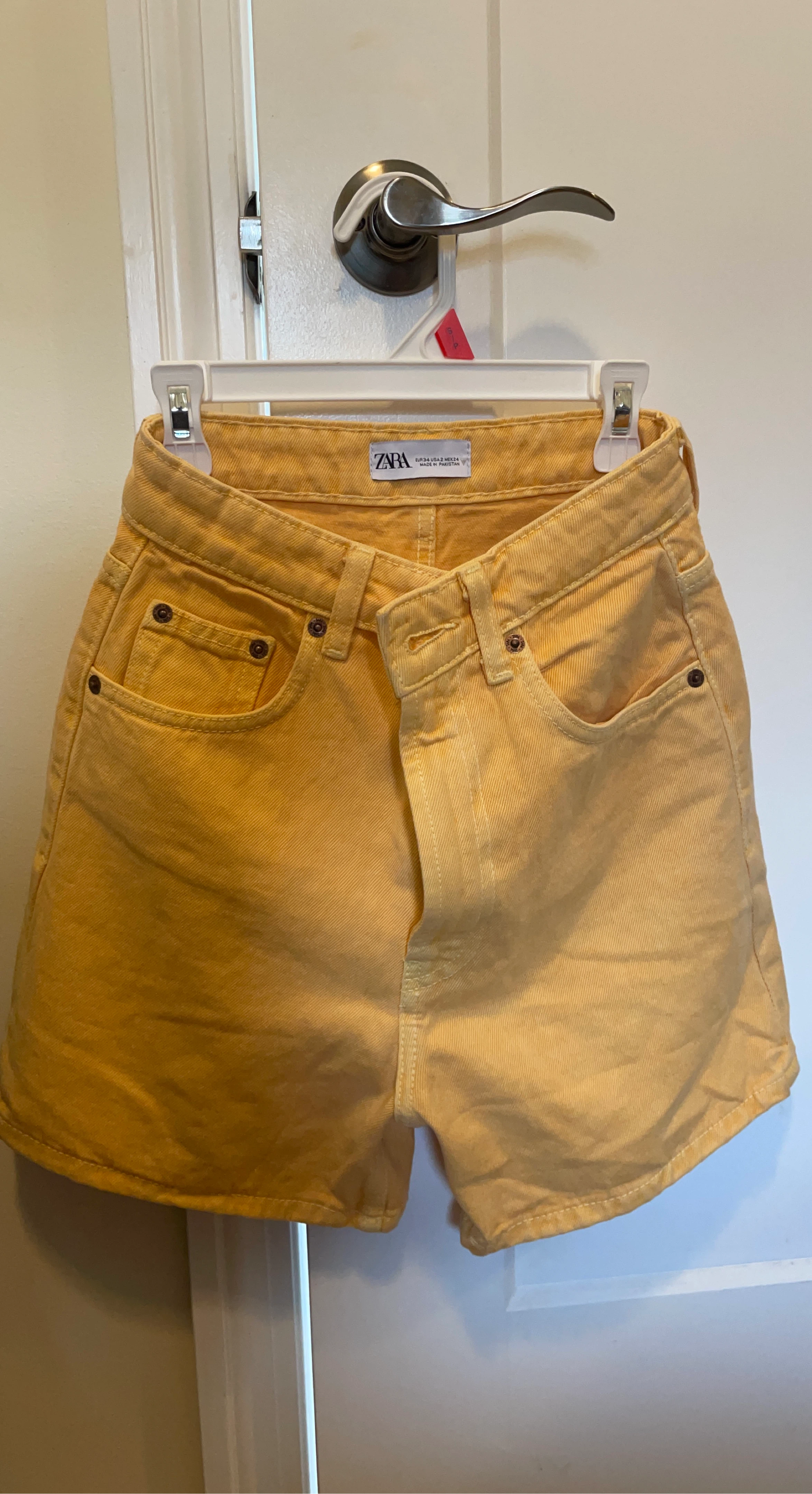 Zara Yellow Denim Shorts