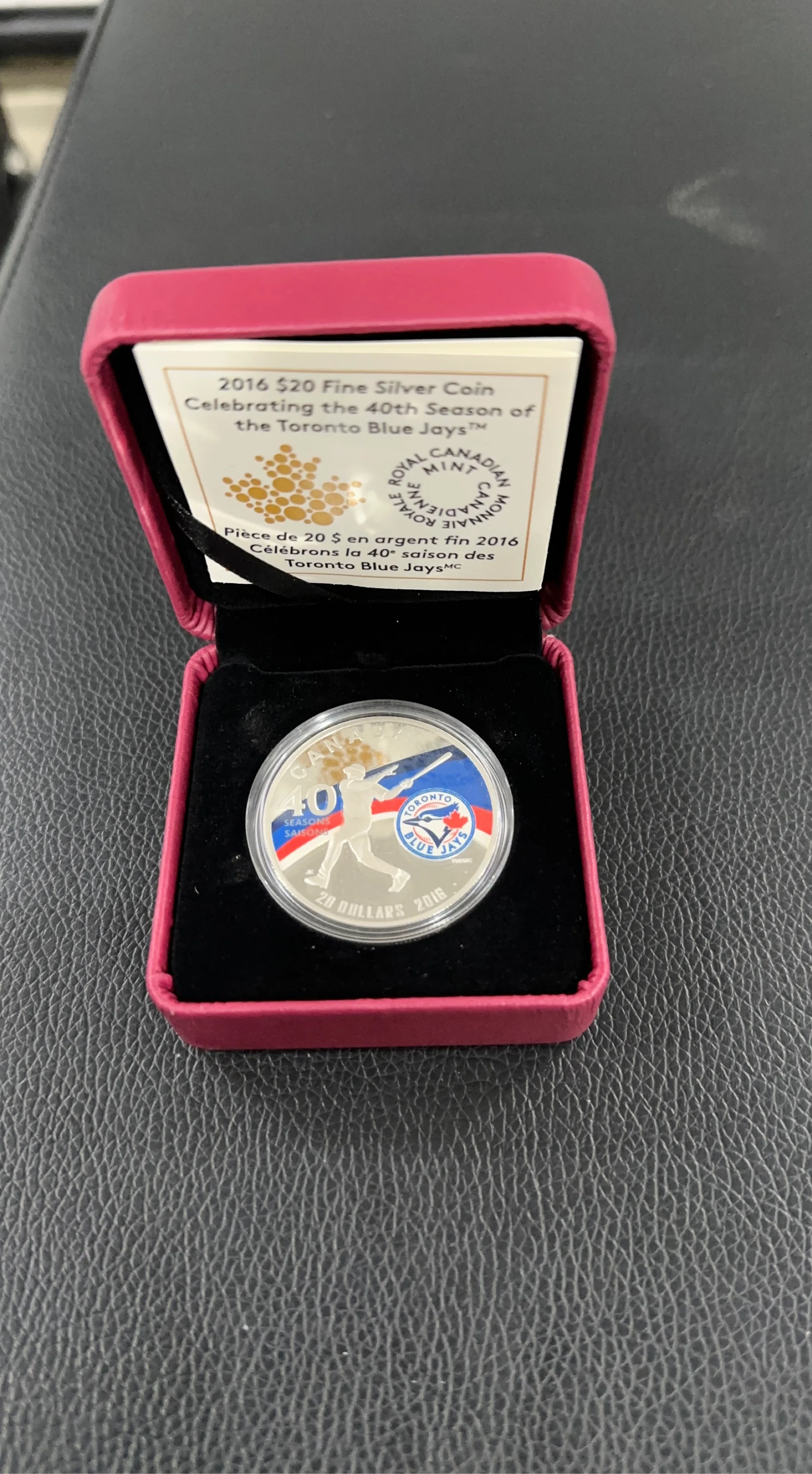 2016 Toronto Blue Jays 40th Season $20 Fine Silver Coin