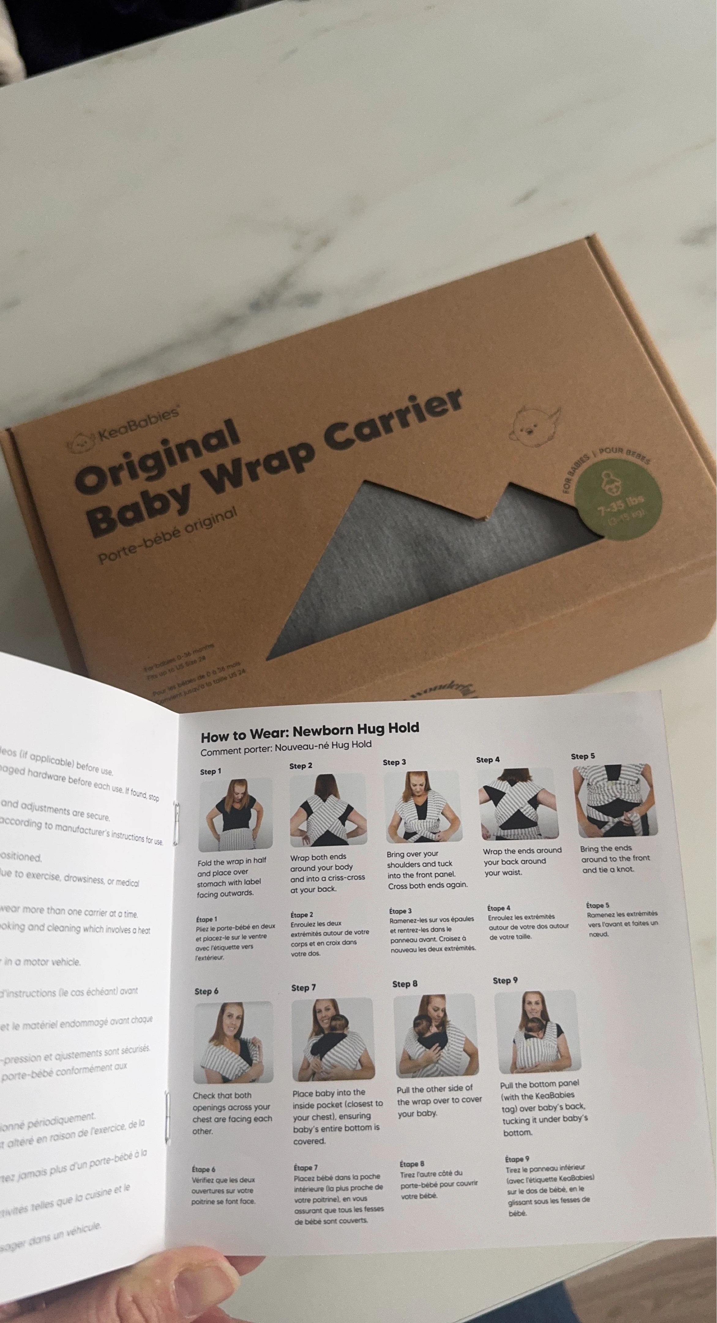 KeaBabies Original Baby Wrap Carrier - Classic Gray