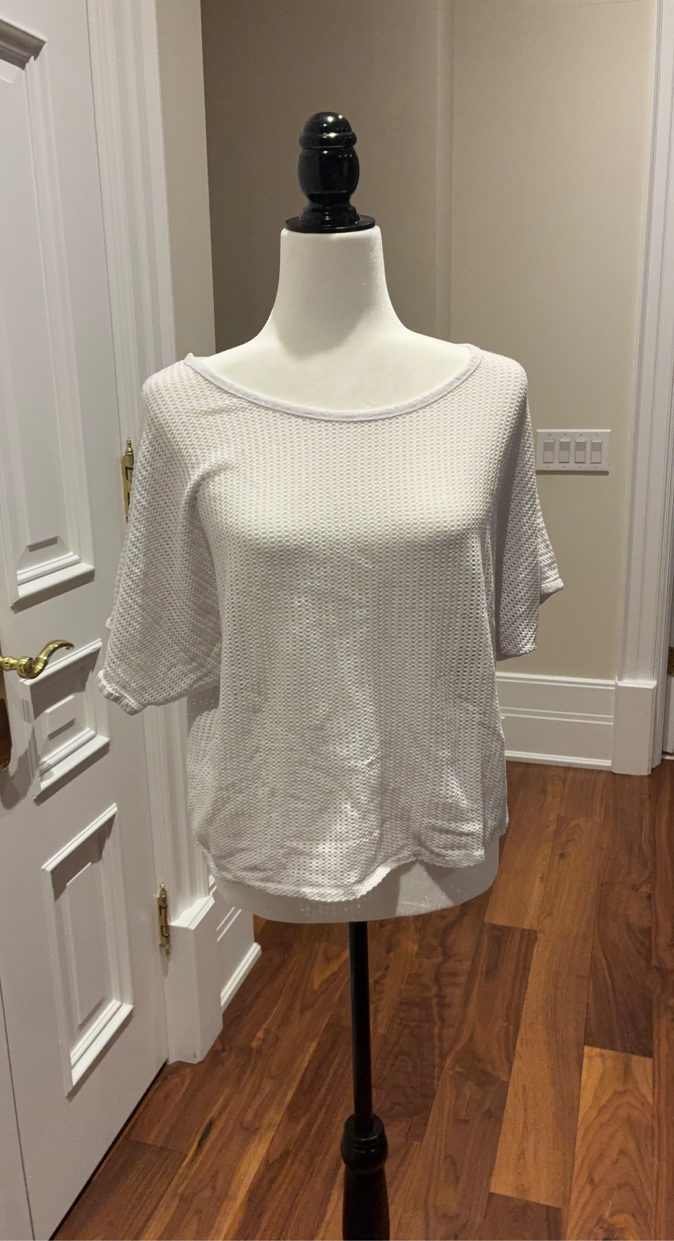 Women's White Waffle Knit Top