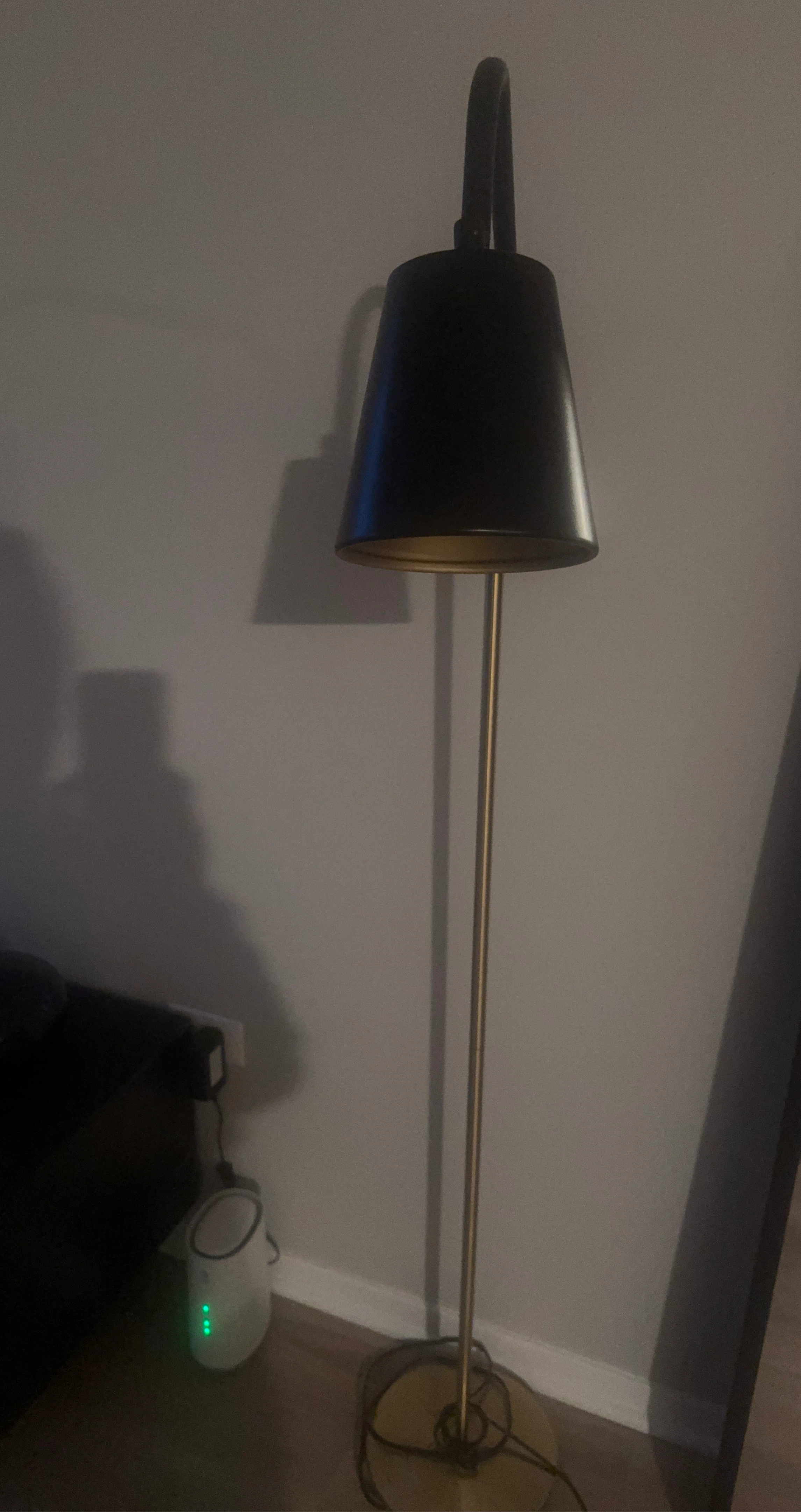 Black Cone Floor Lamp with Gold Interior