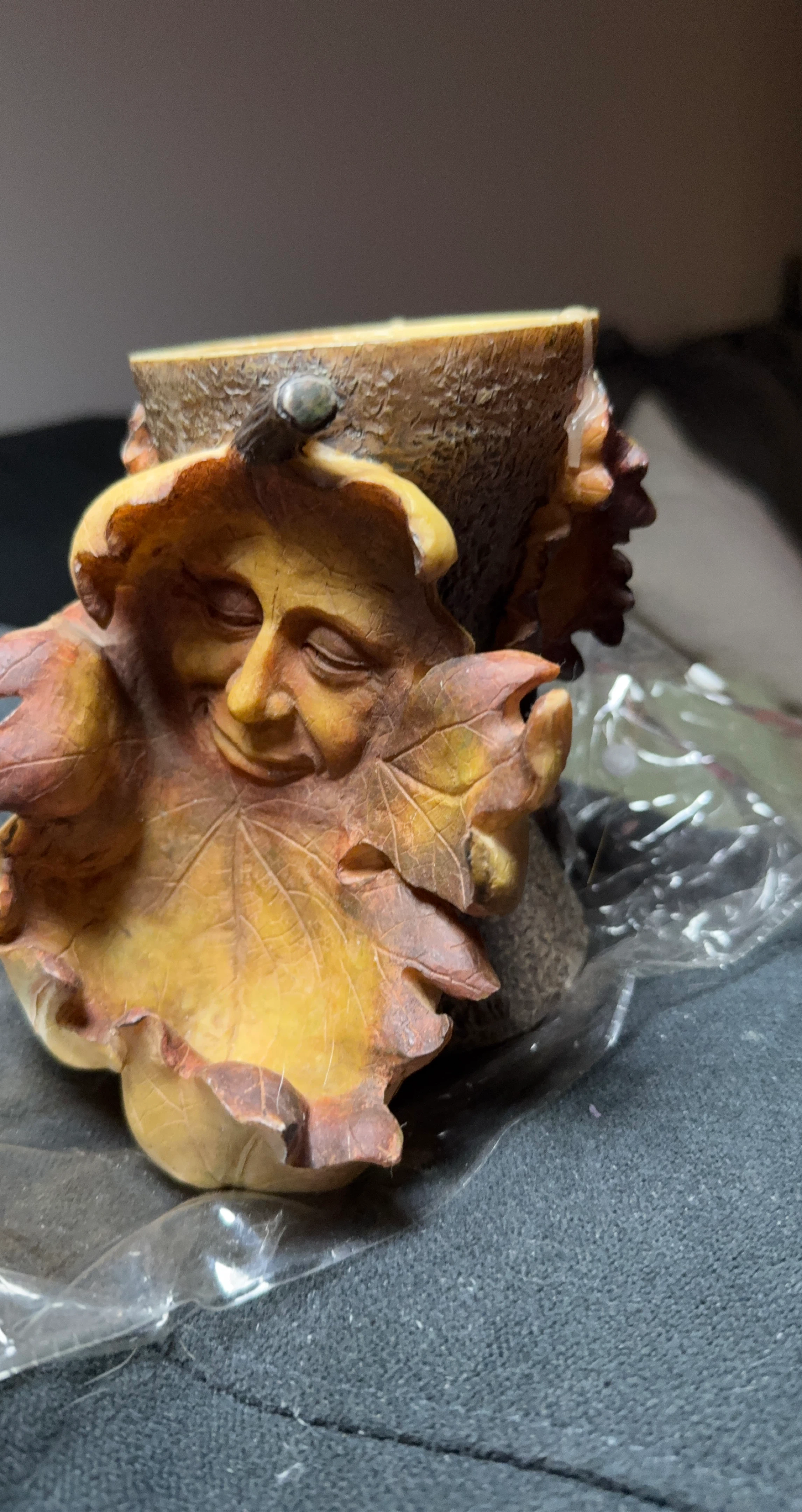 Decorative Leaf Face candle holder