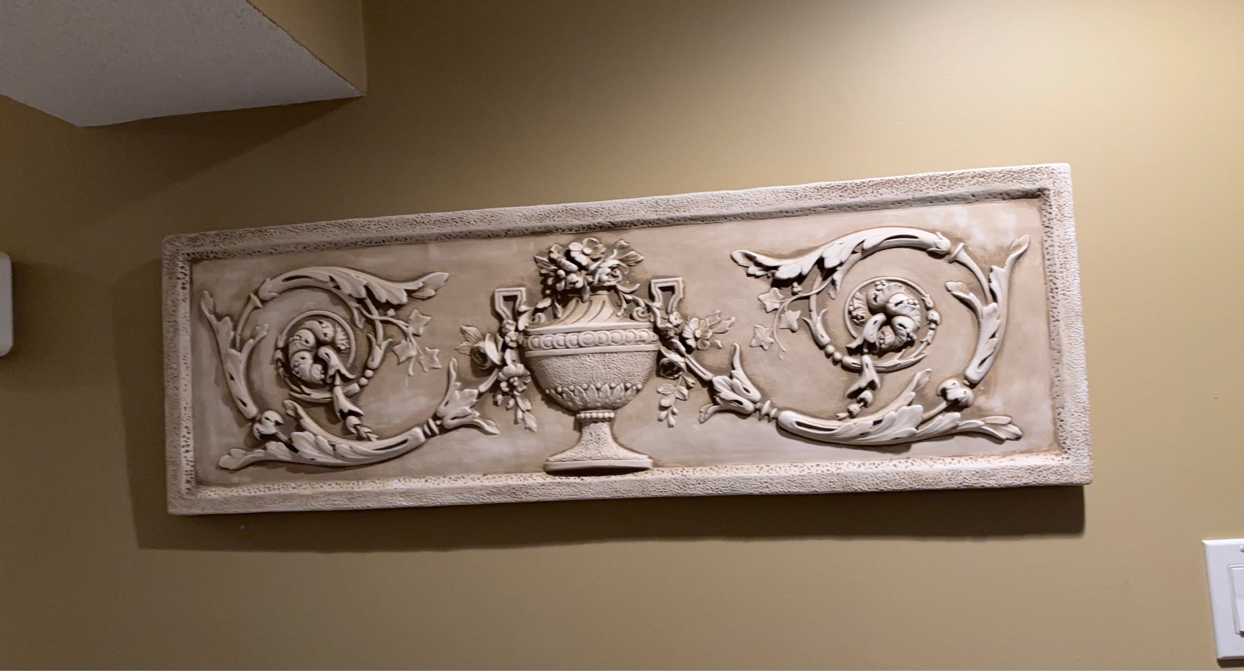 Decorative Wall Plaque with Urn and Floral Motif
