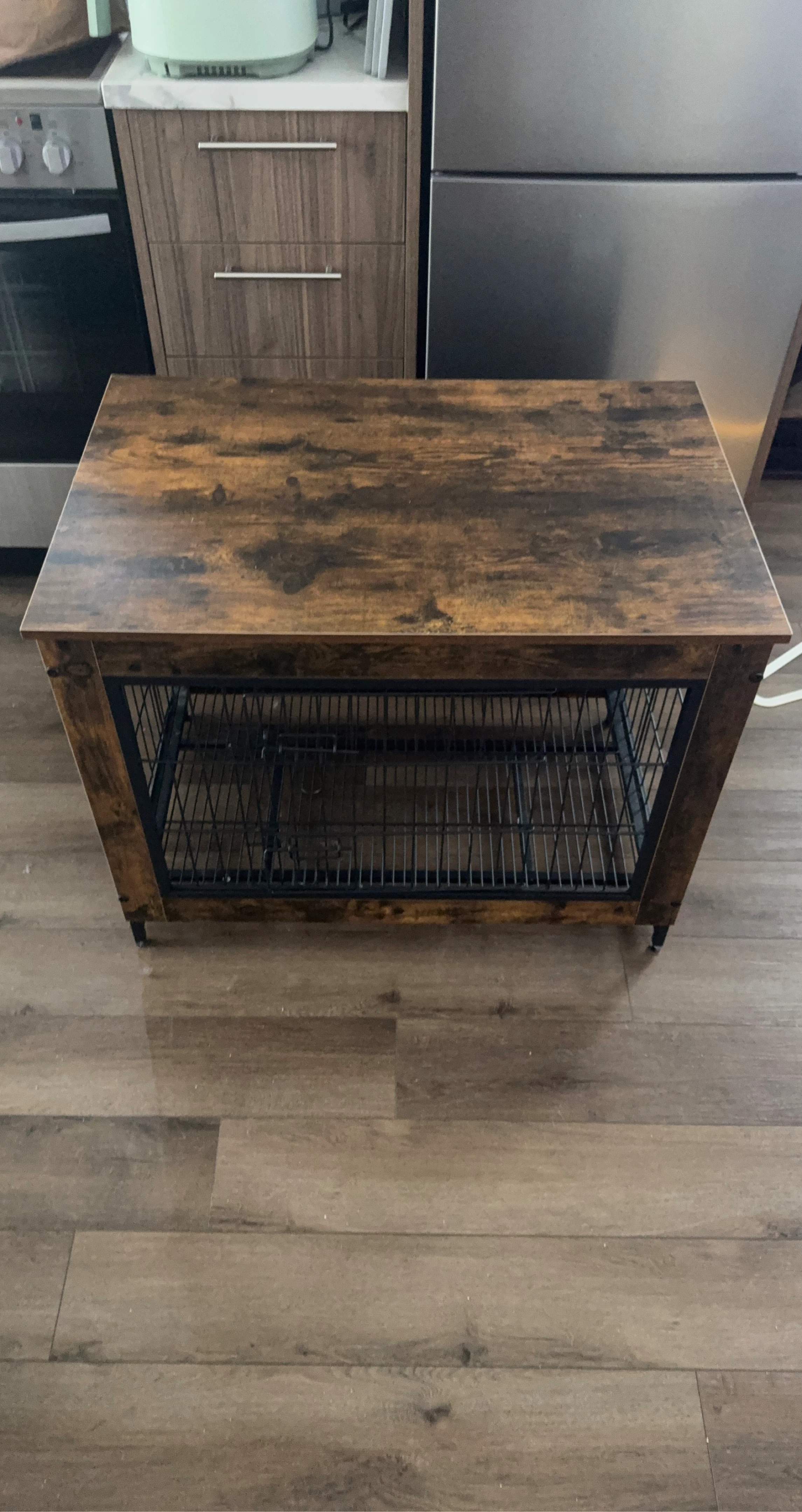 Rustic Wood Dog Crate Table - photo 2
