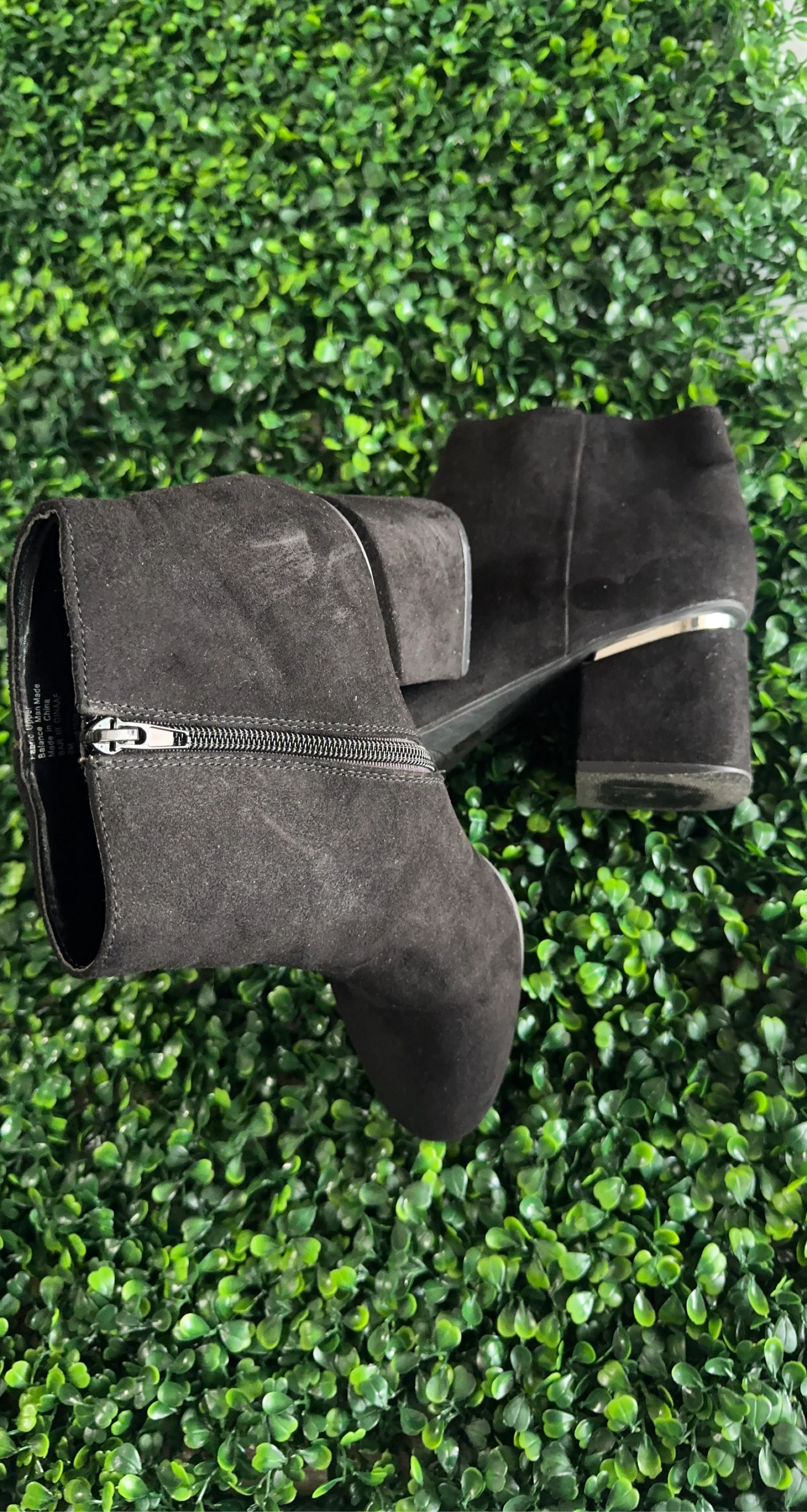 Black Suede Ankle Boots with Block Heel