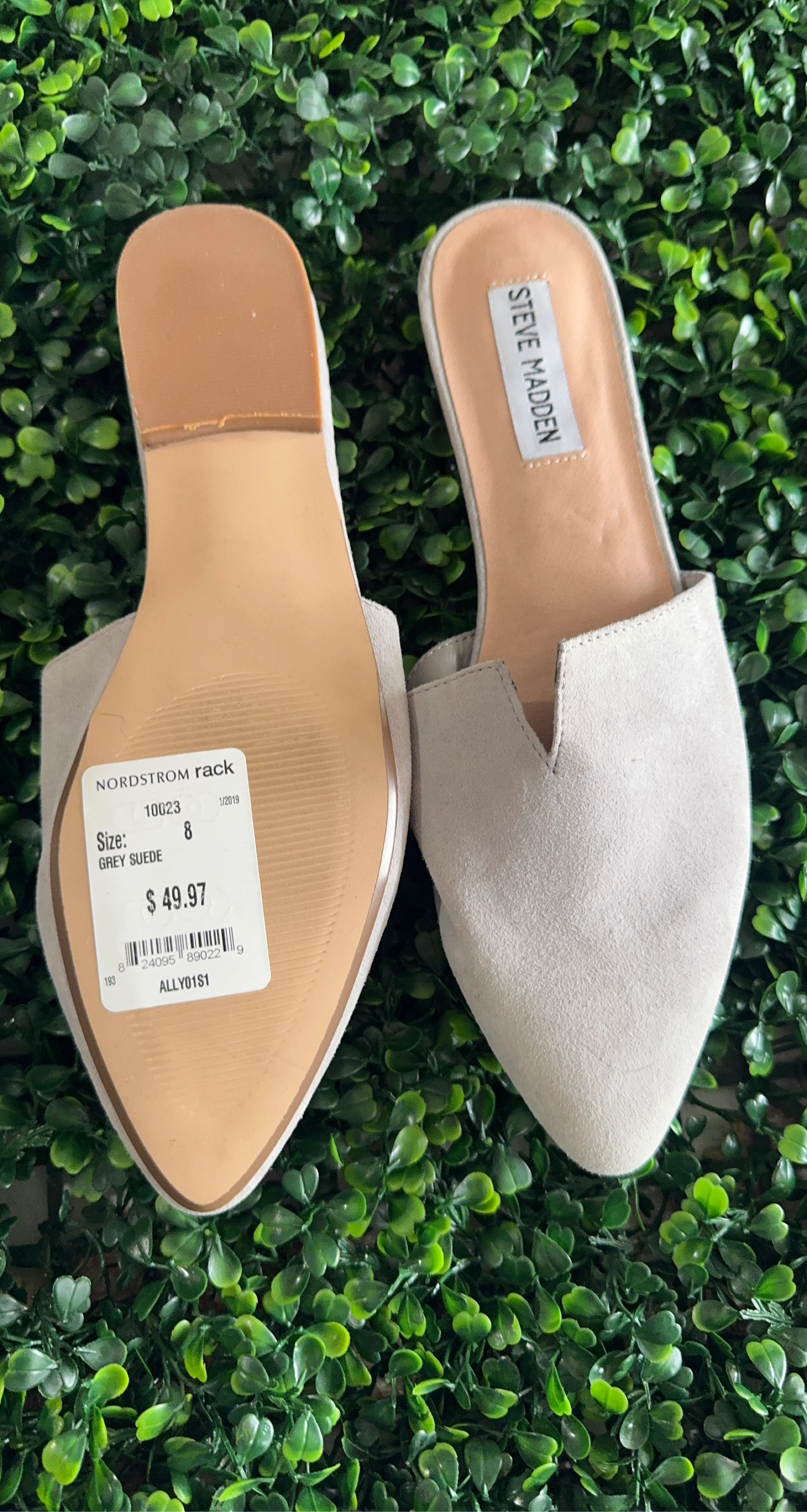 Steve Madden Grey Suede Pointed Toe Mules - Size 8