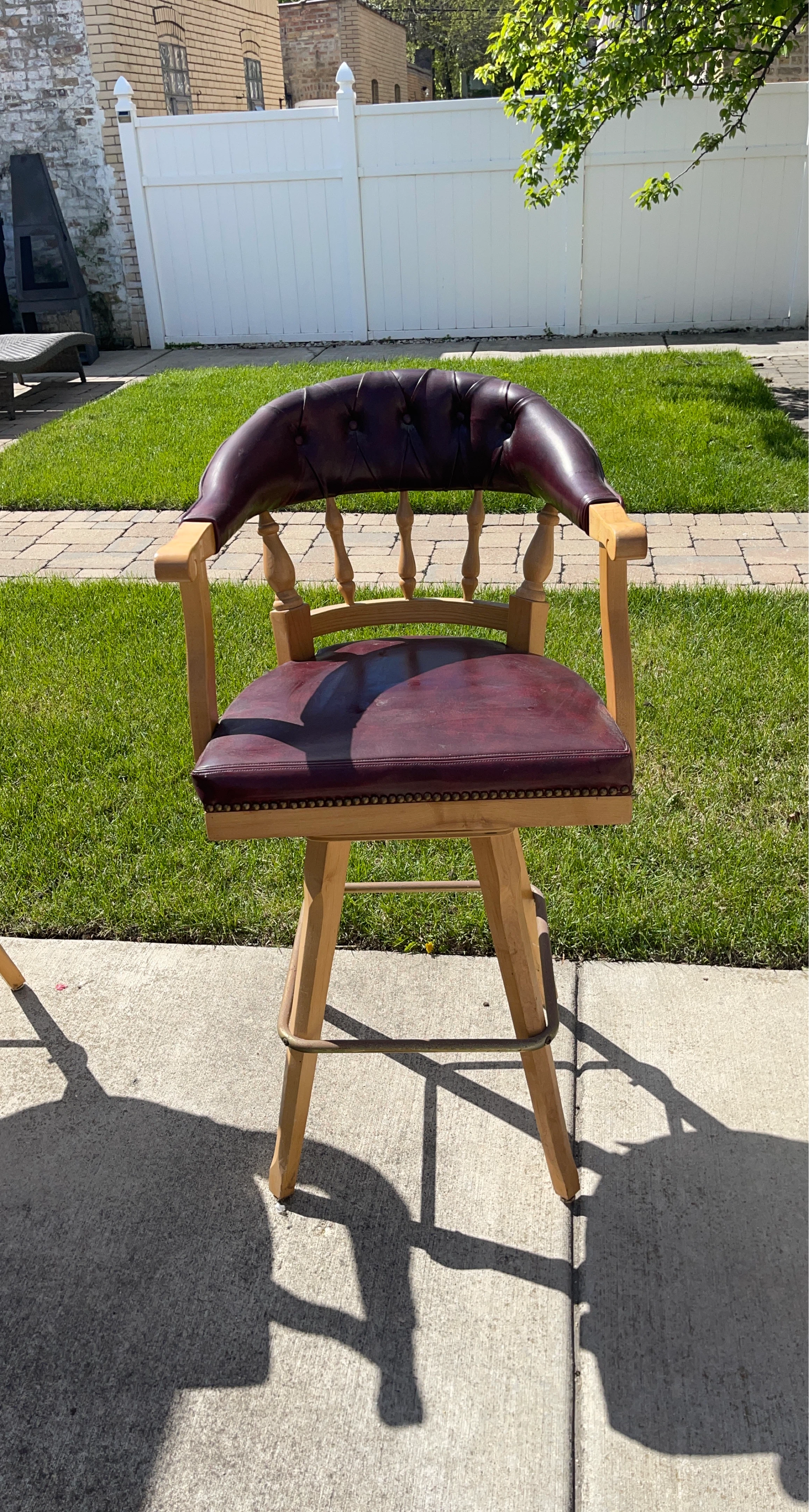 Dark Red Tufted Bar Stool