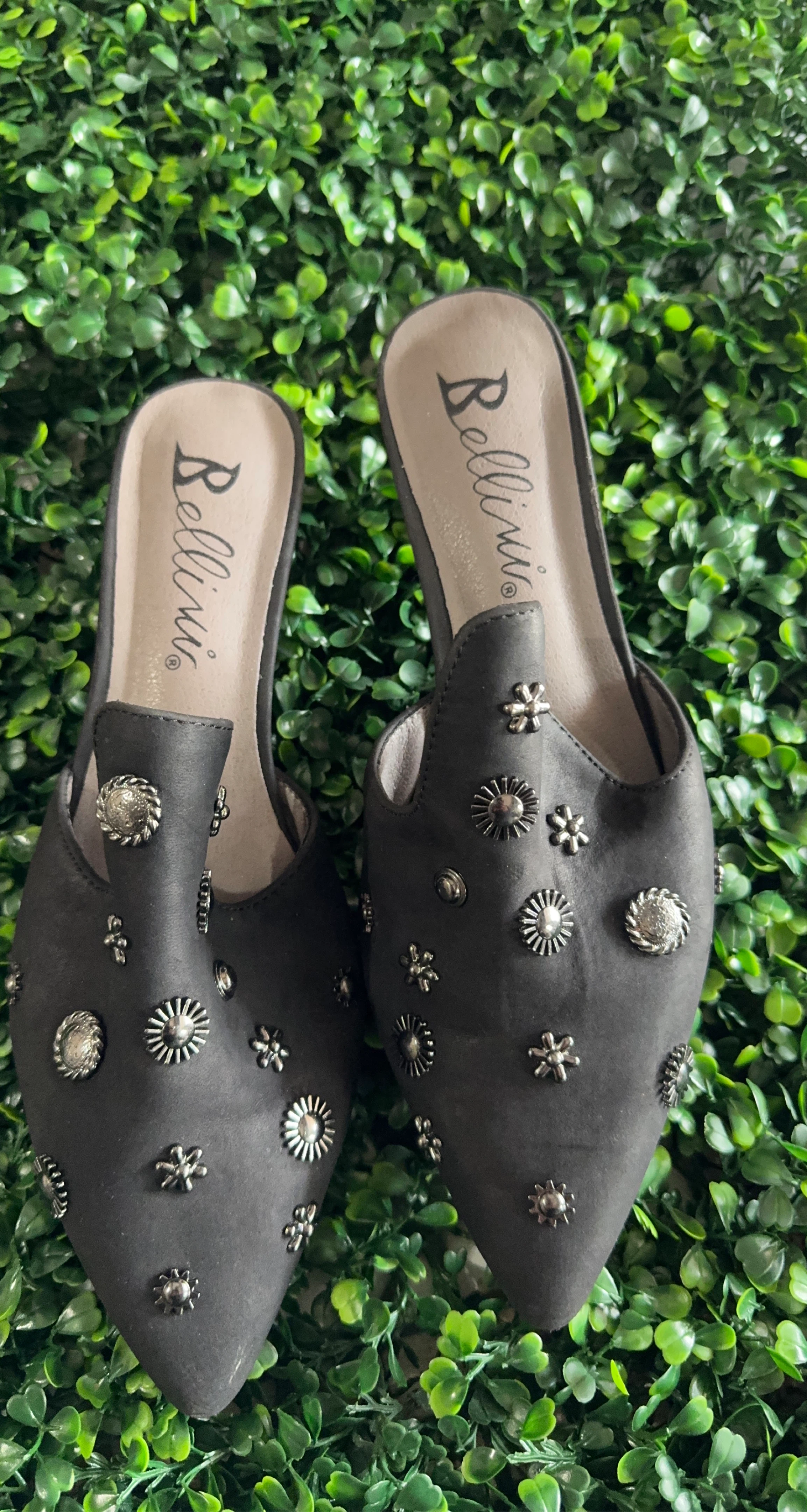 Bellini Black Embellished Mule Heels