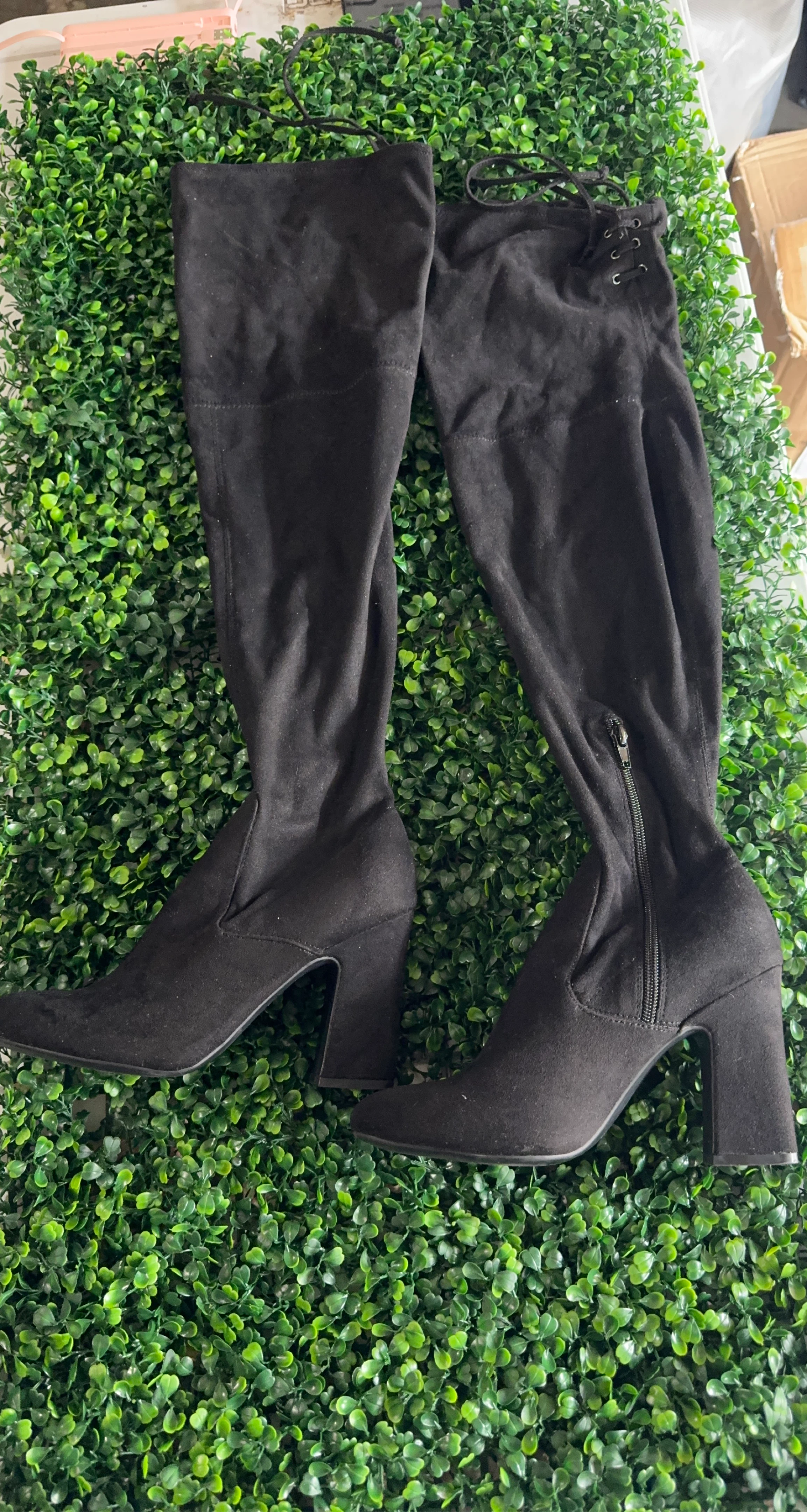Black Suede Over-the-Knee Boots