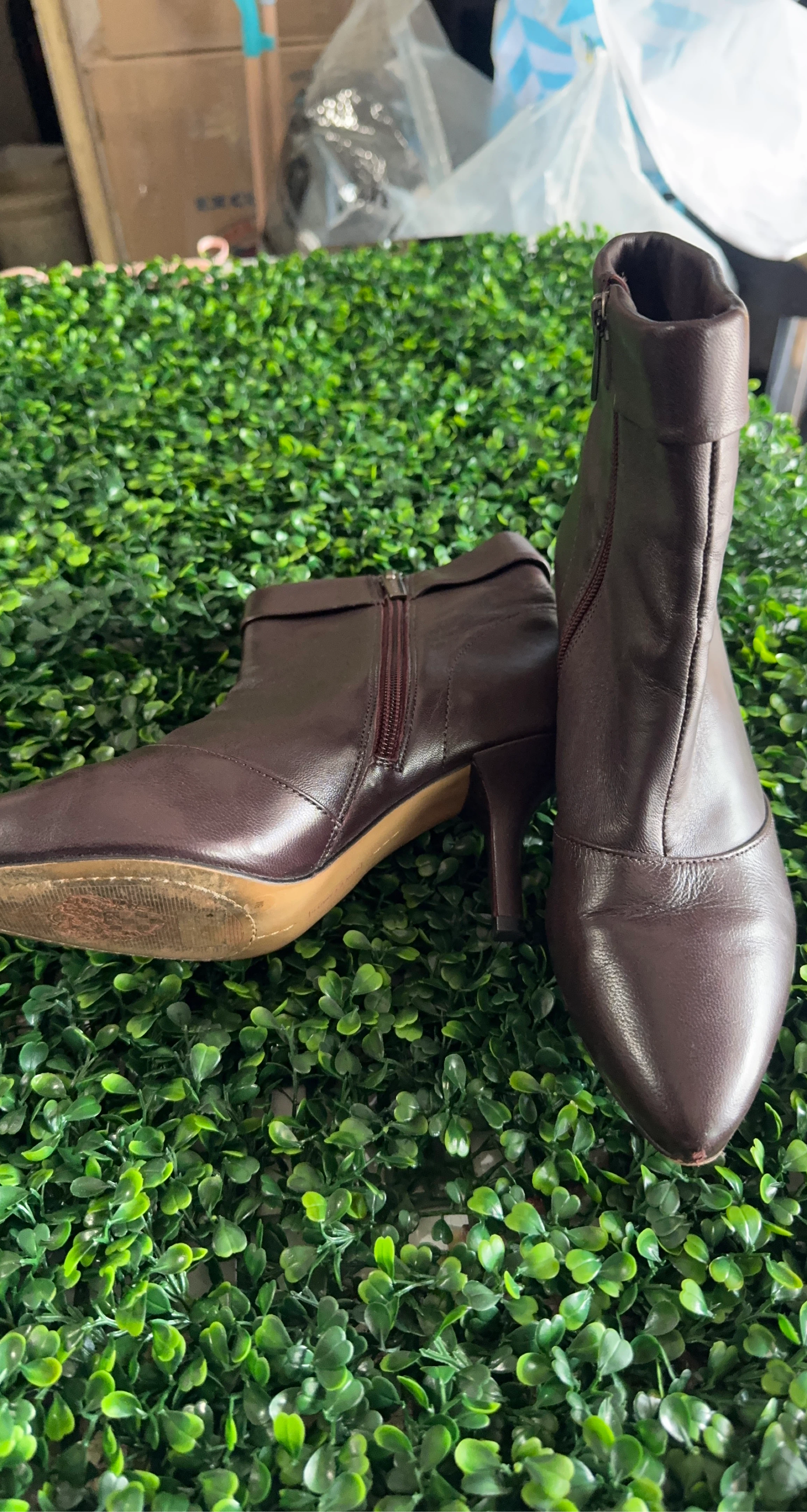 Vince Camuto Brown Leather Ankle Boots