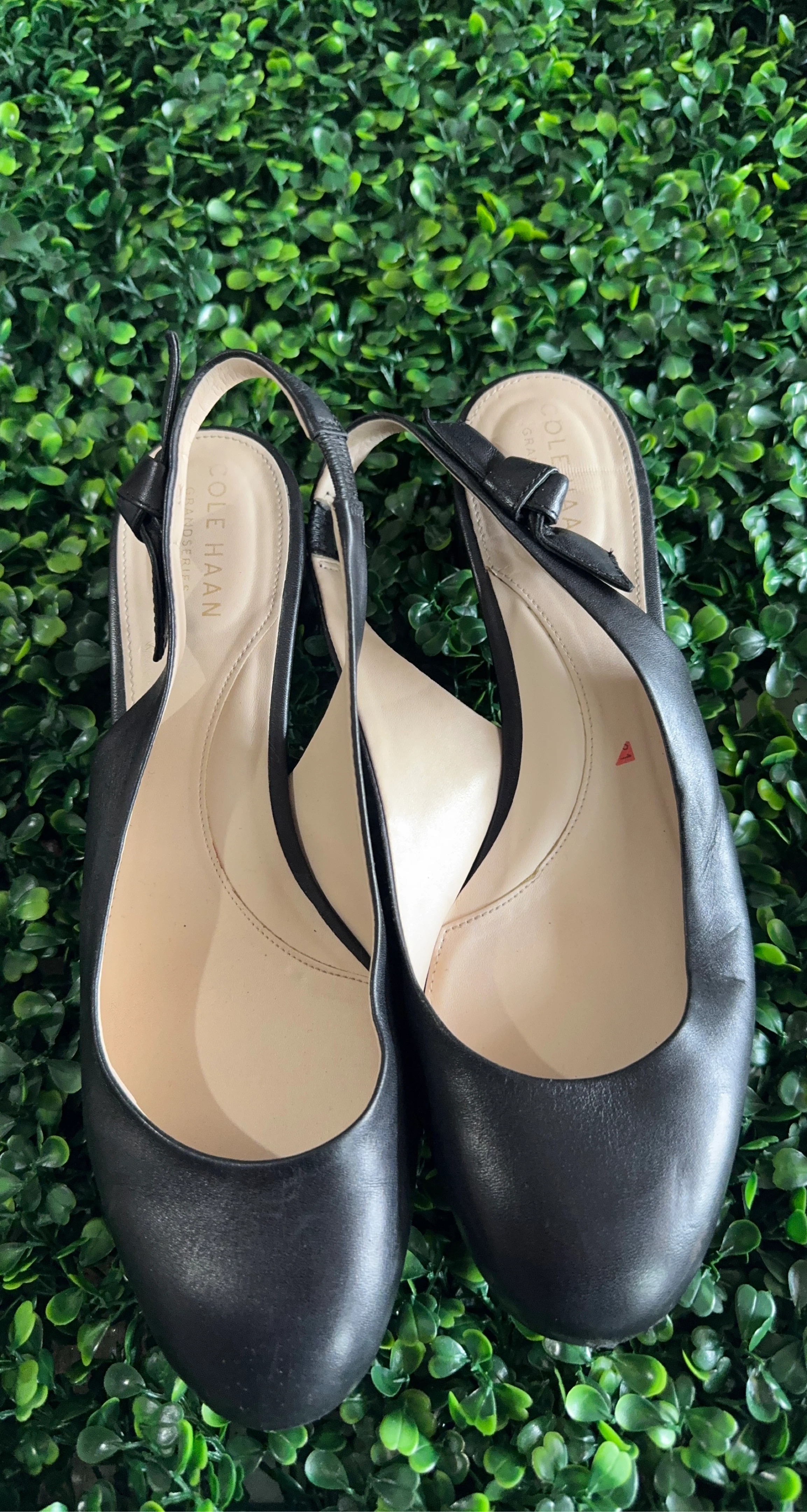 Cole Haan Black Leather Slingback Heels