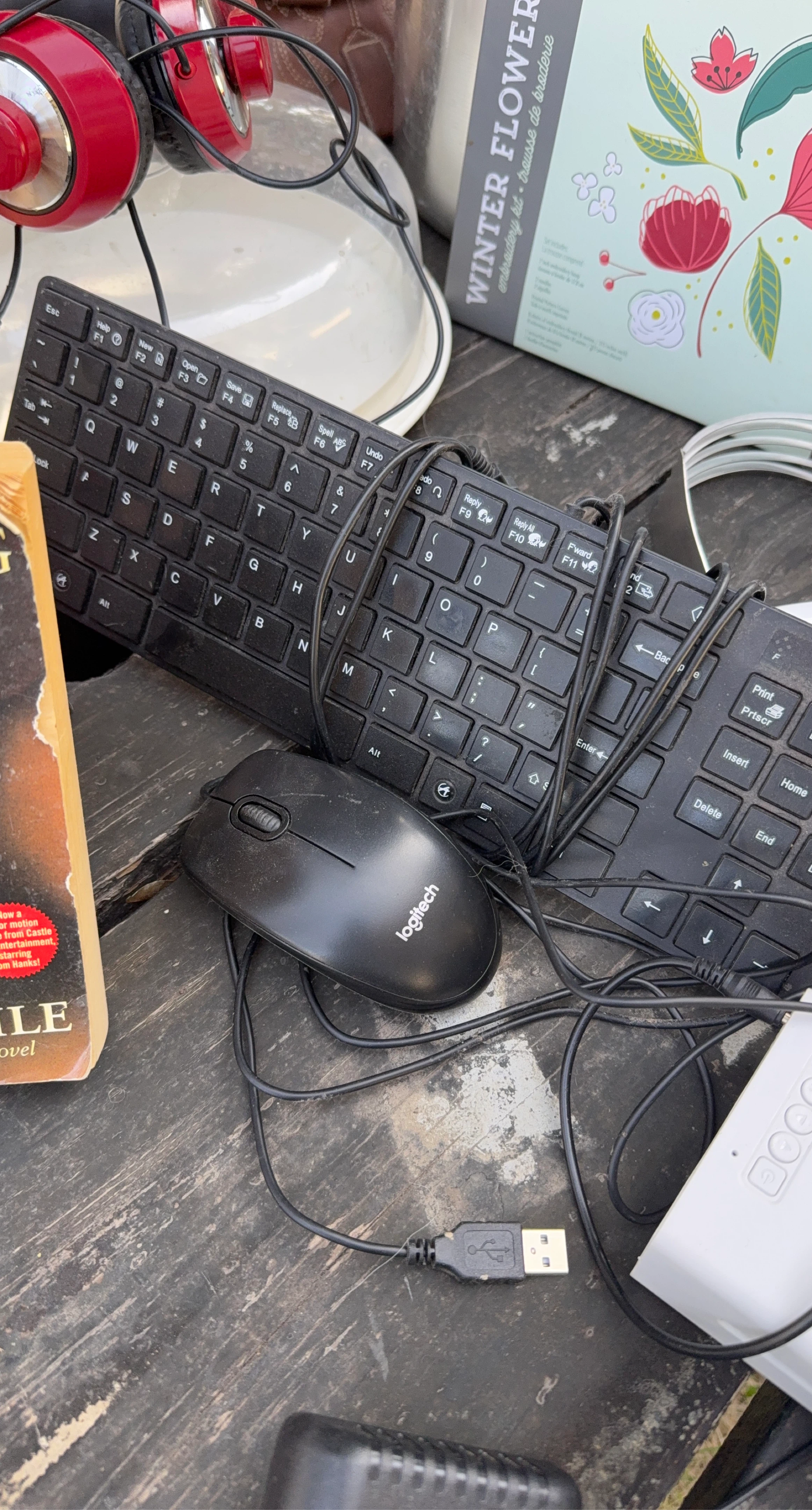 Logitech Wired Mouse and Black Keyboard Combo