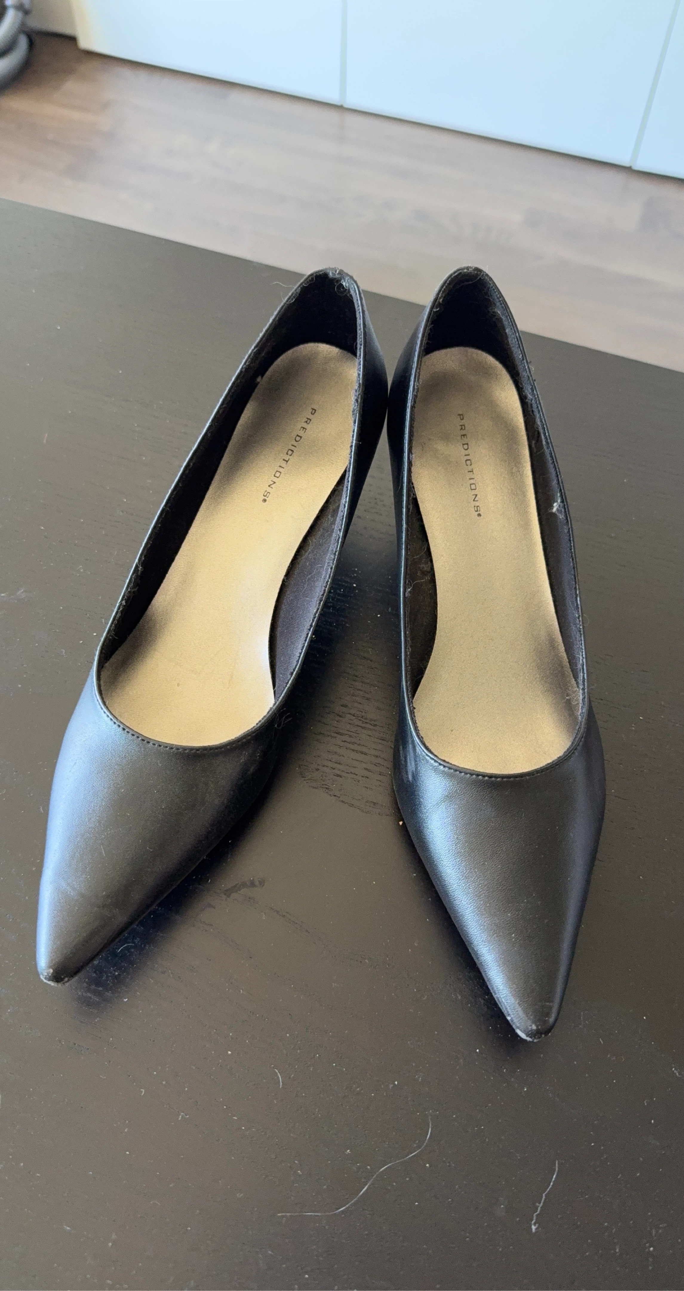 PREDICTIONS Black Faux Leather Pointed Toe Heels