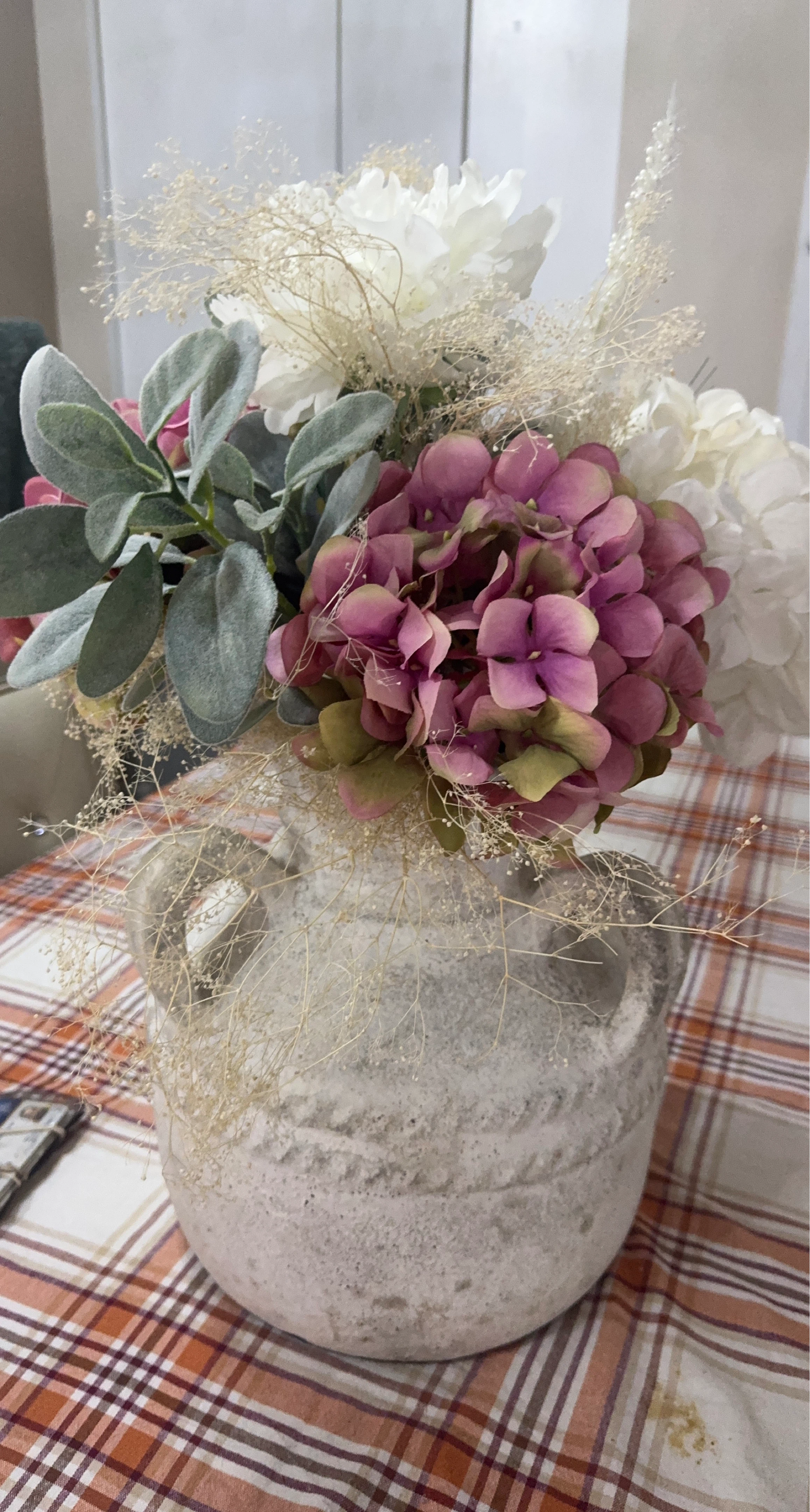 Artificial Flower Arrangement in Rustic Pot