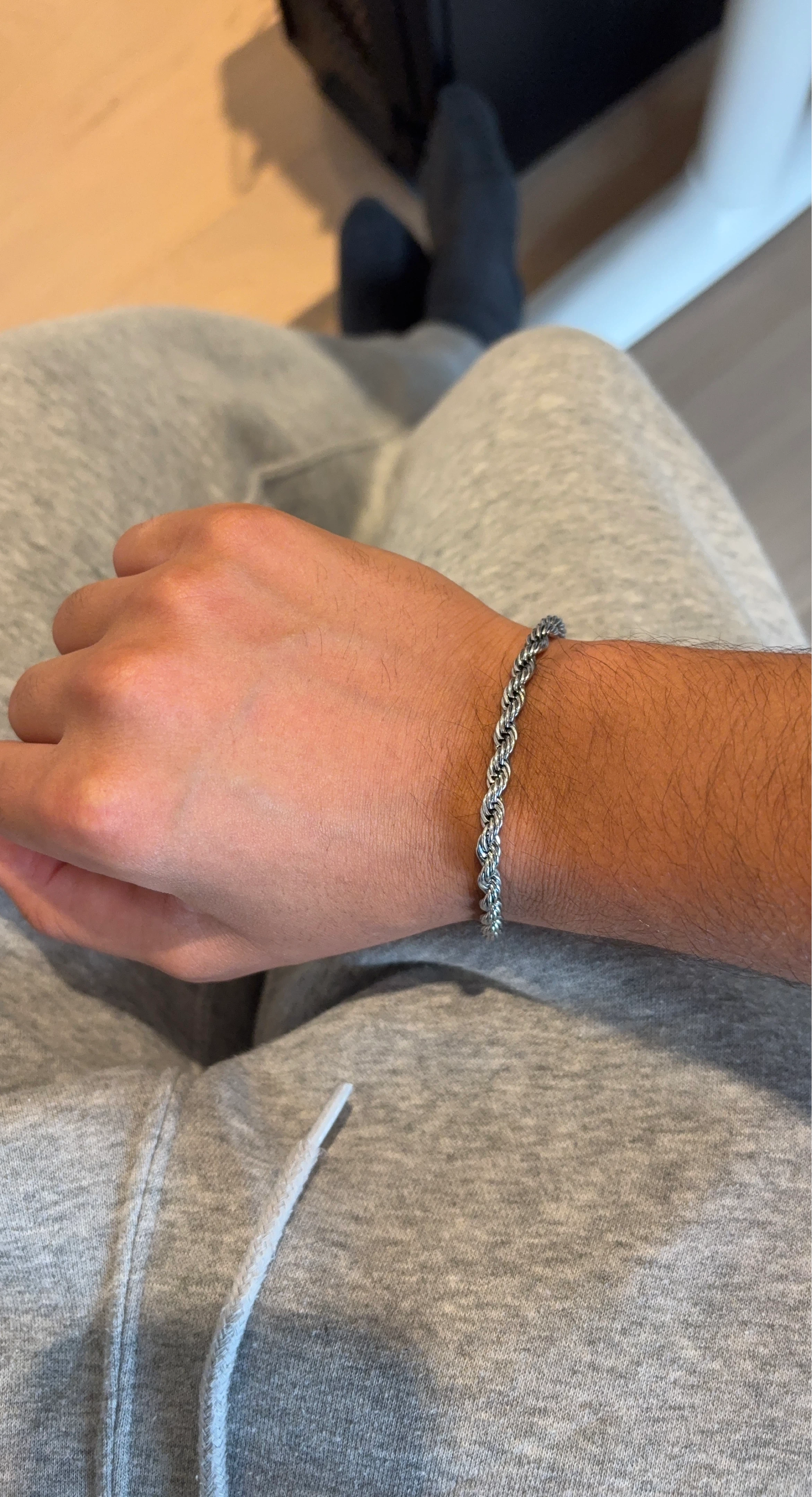 Rope Chain Bracelet - Silver Tone
