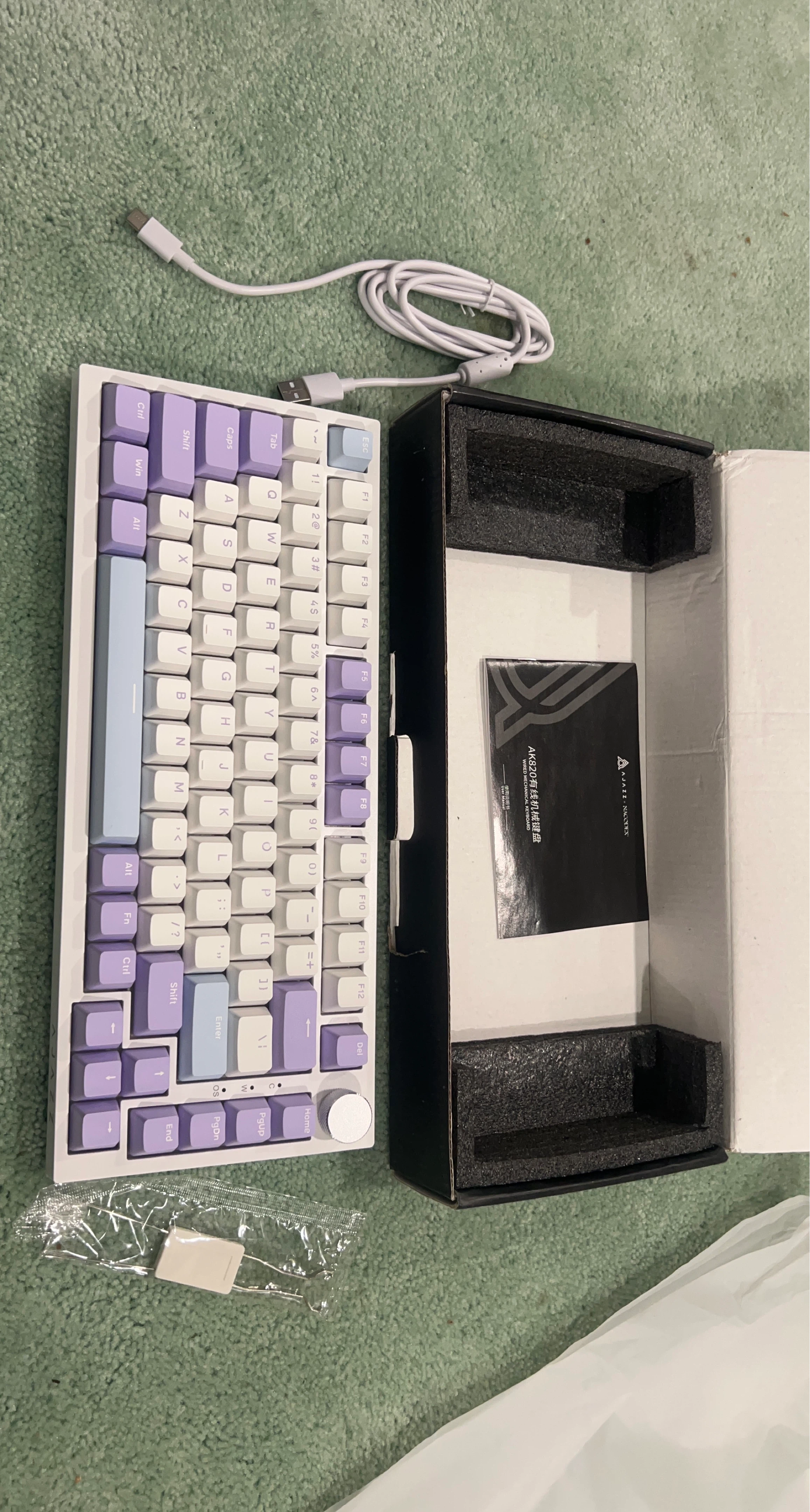 Ajazz AK820 Wired Mechanical Keyboard - White & Purple