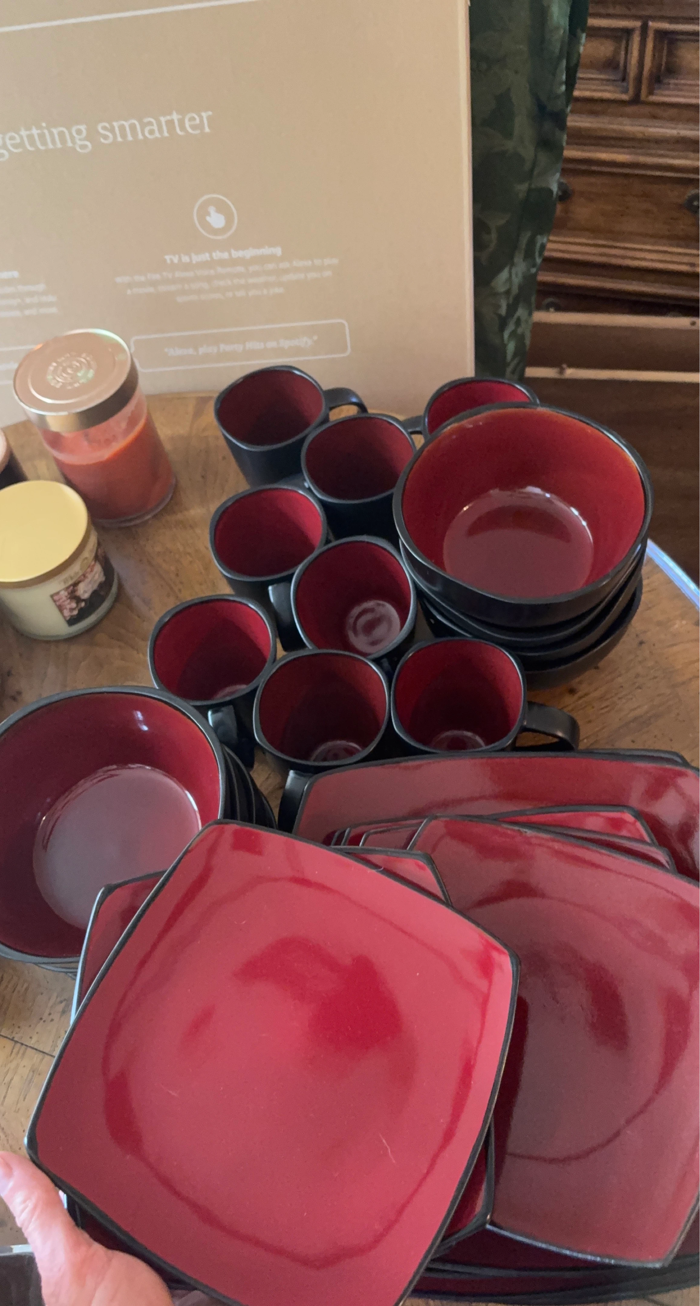 Red and Black Dinnerware Set
