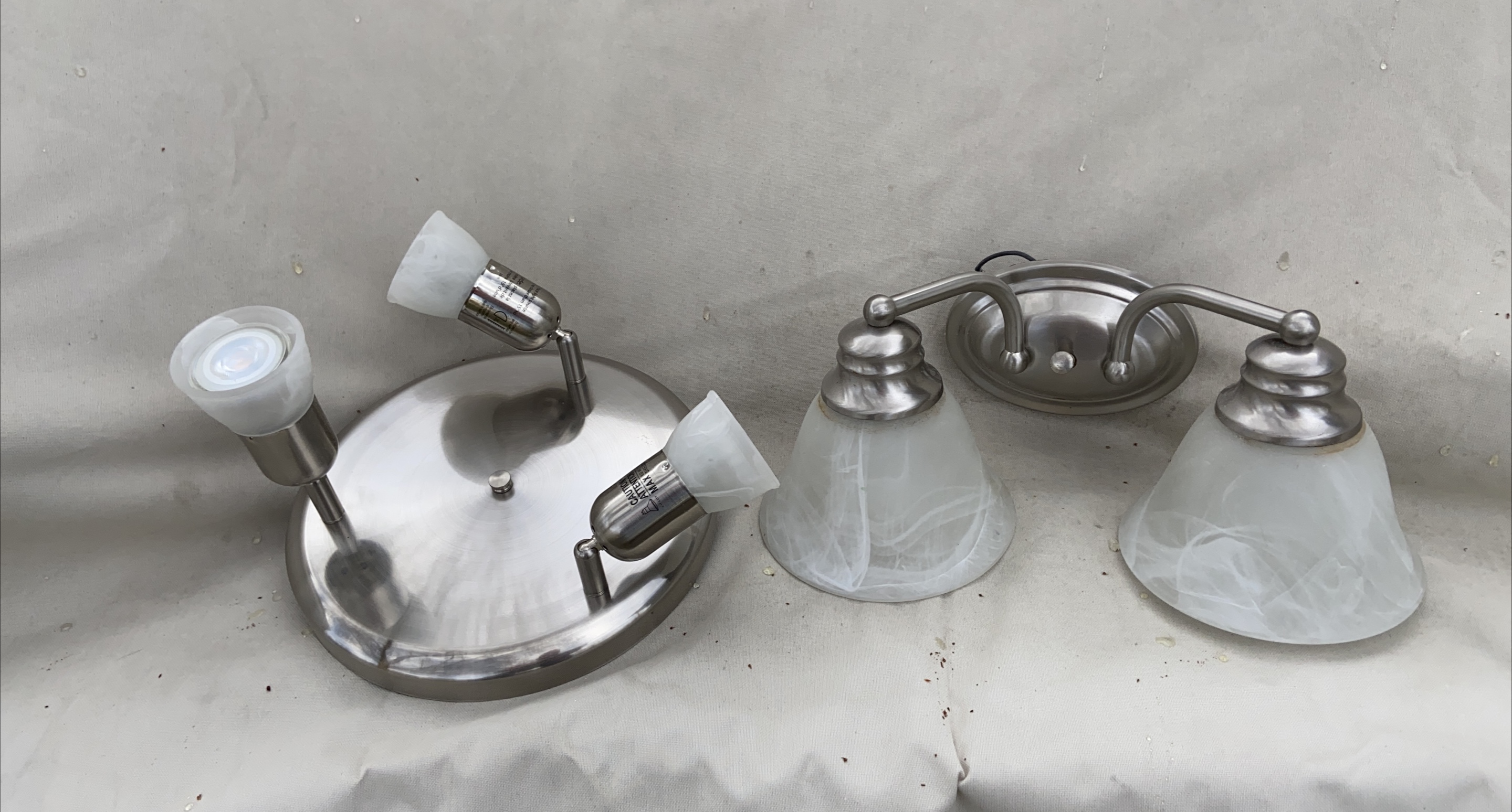 Satin Nickel Vanity Light Fixture with Frosted Glass Shades