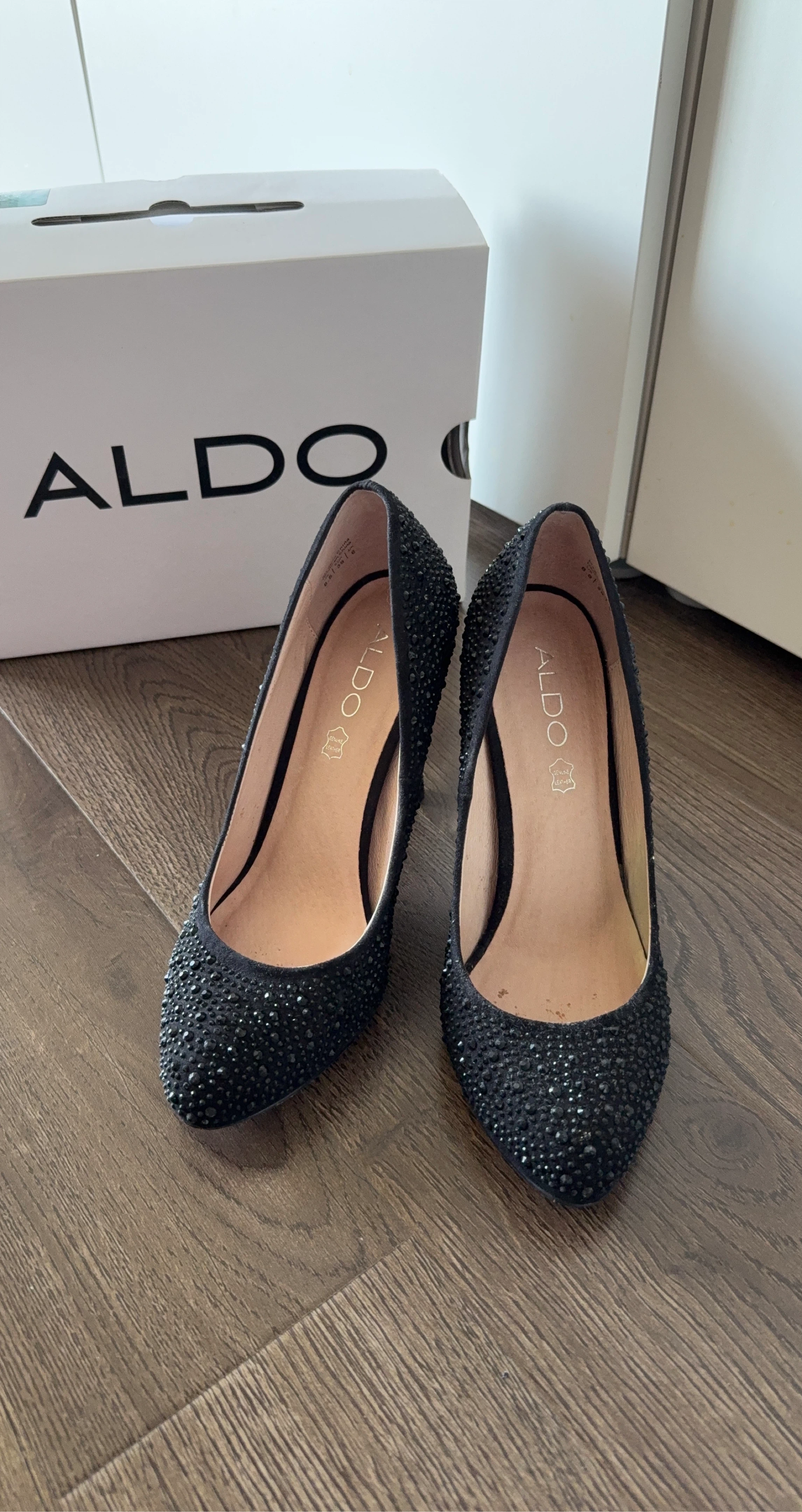 ALDO Women's Black Embellished Heels Size 39