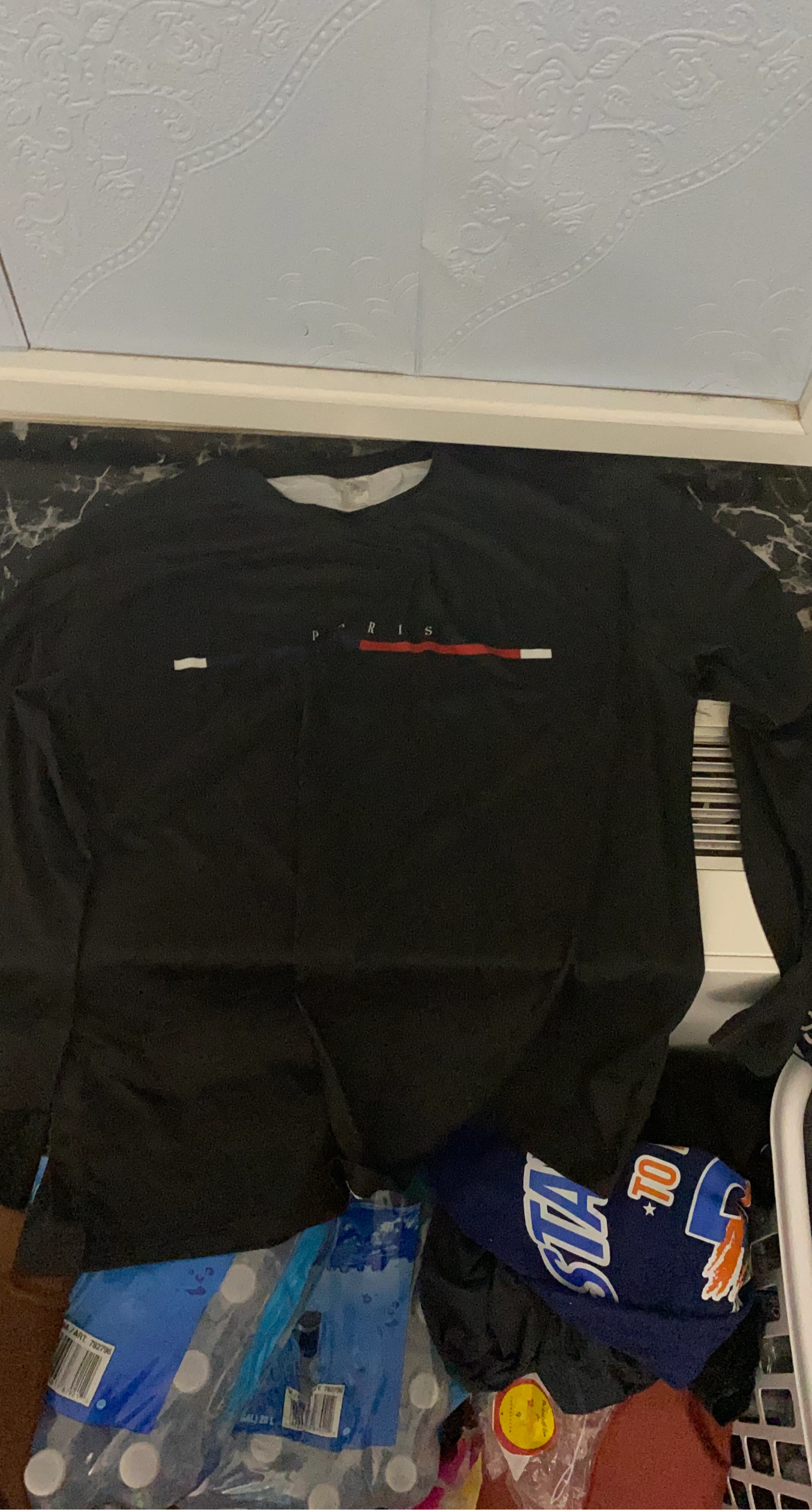 Black Long Sleeve Shirt with "PARIS" Graphic